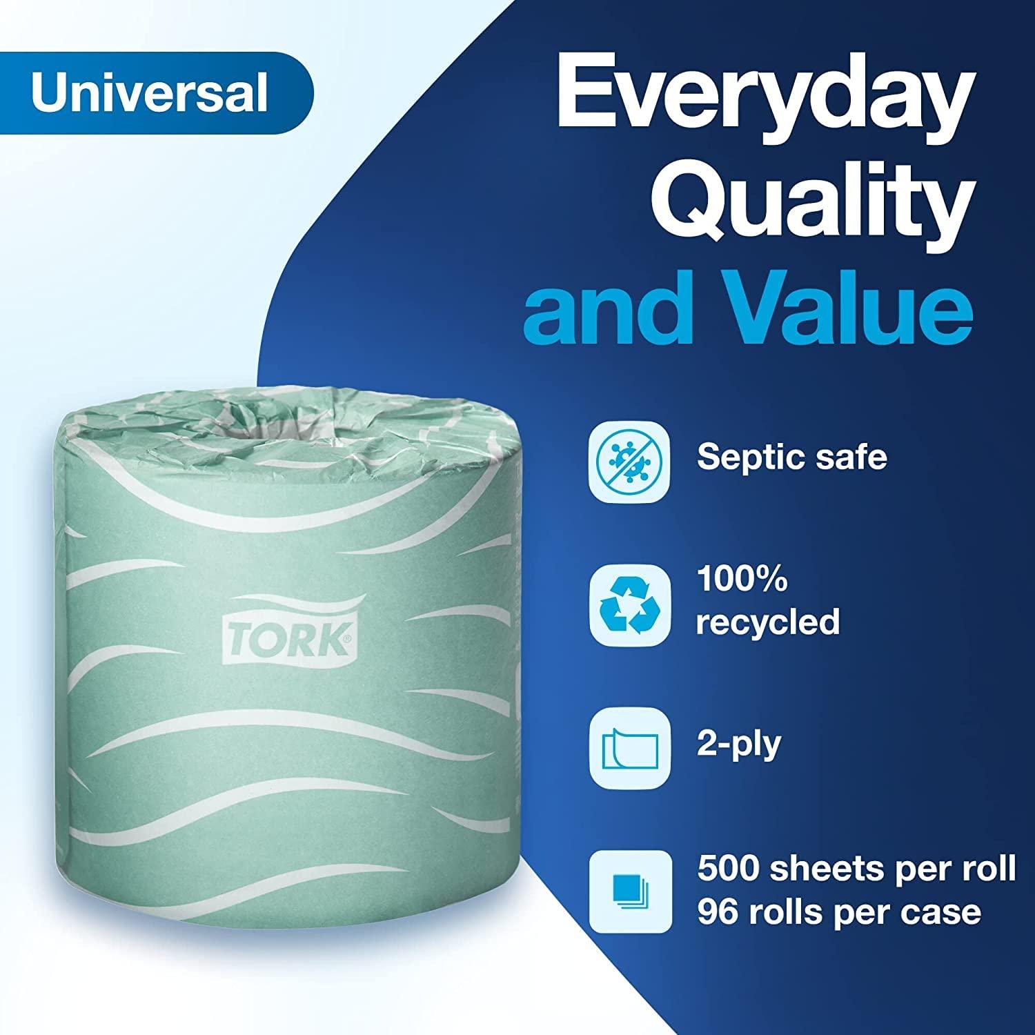 imageTork Toilet Paper Roll White T24 Universal 2Ply 96 x 500 sheets TM1616S ampamp Multifold Hand Towel Natural H2 Universal 100 Recycled Fibers 16 x 250 Sheets MK520A