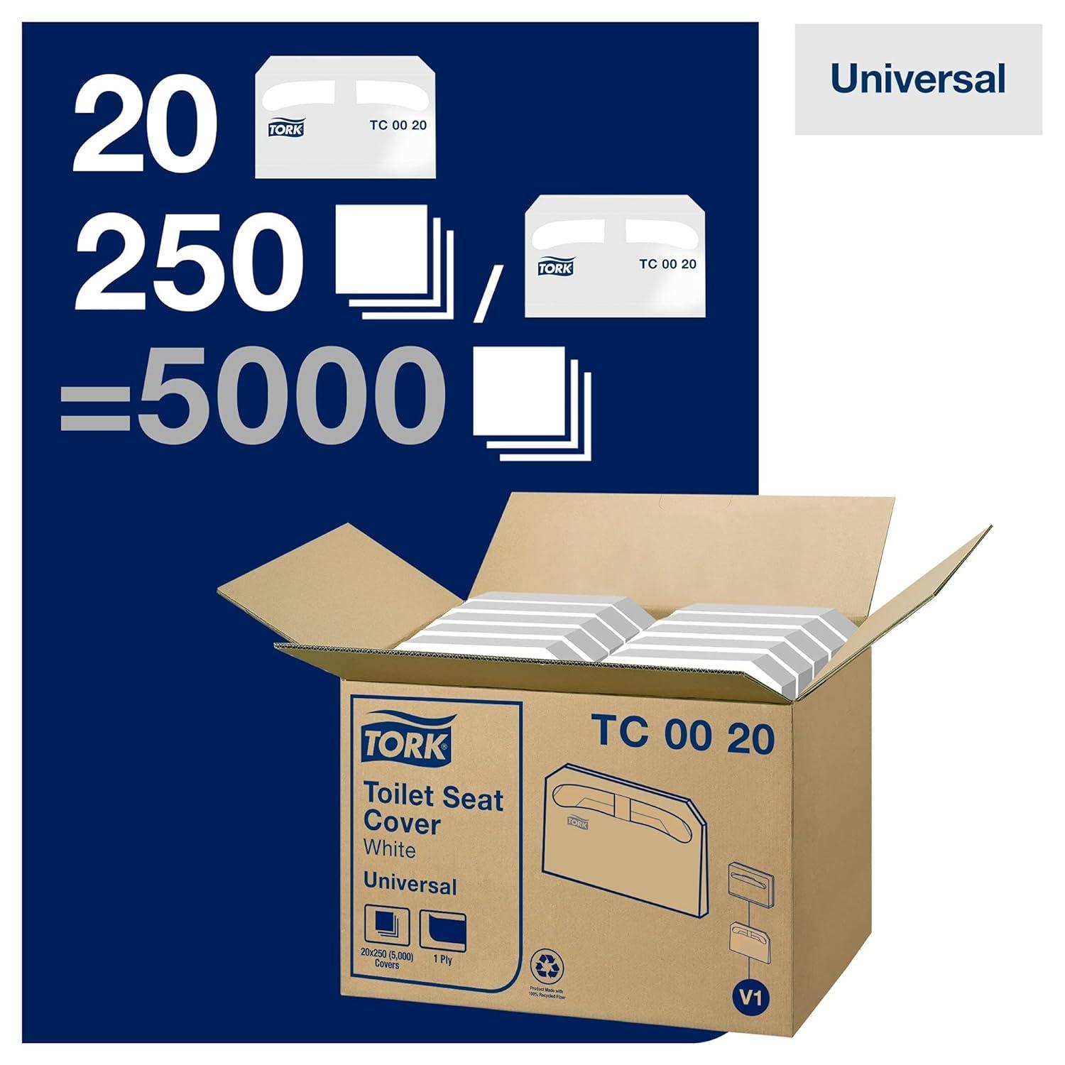 imageTork Toilet Seat Cover White V1 Universal 12 Fold 20 x 250 Covers TC0020