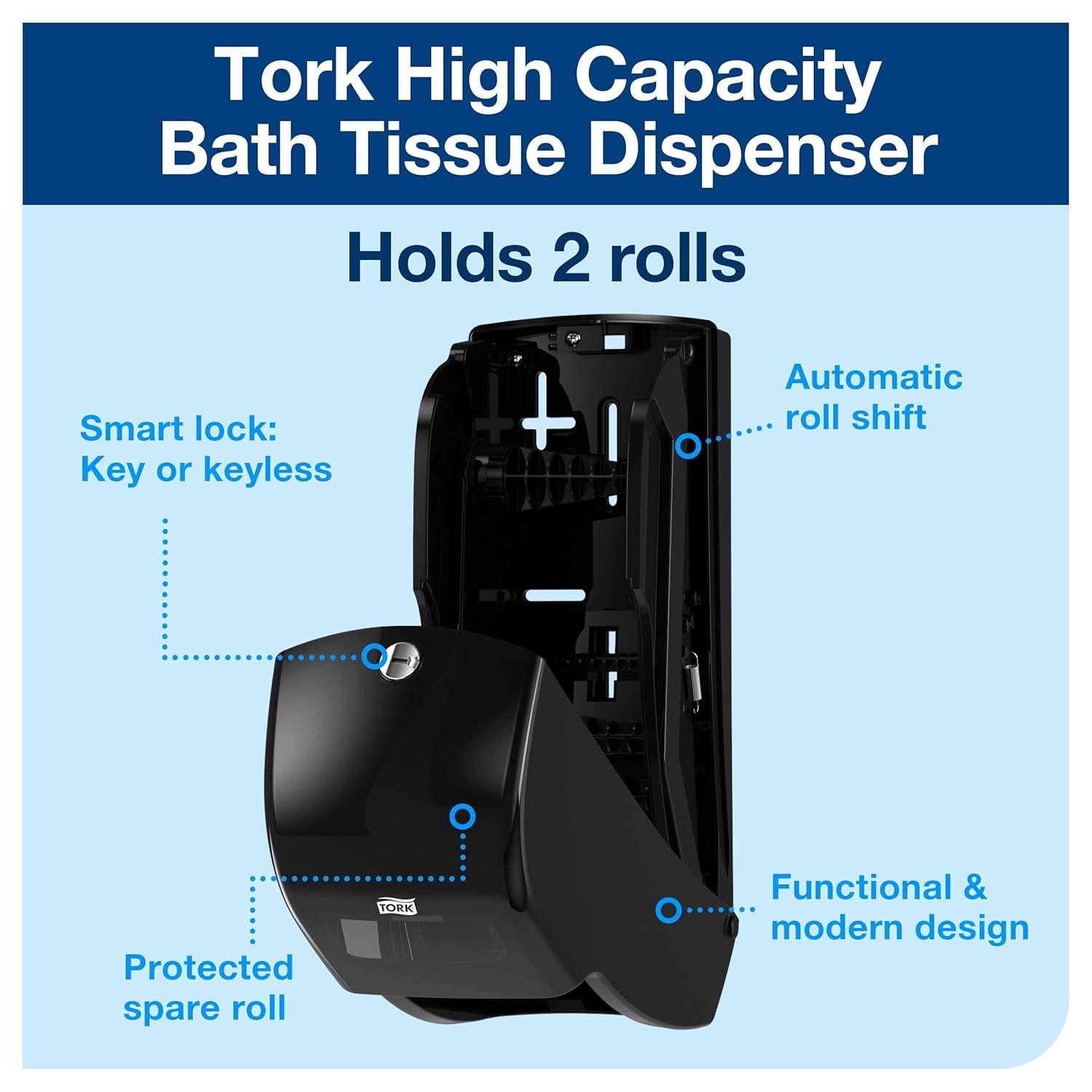 imageTork Twin Toilet Paper Roll Dispenser White T26 High Capacity Elevation Range 65quot x 63quot x 142quot 555620Black