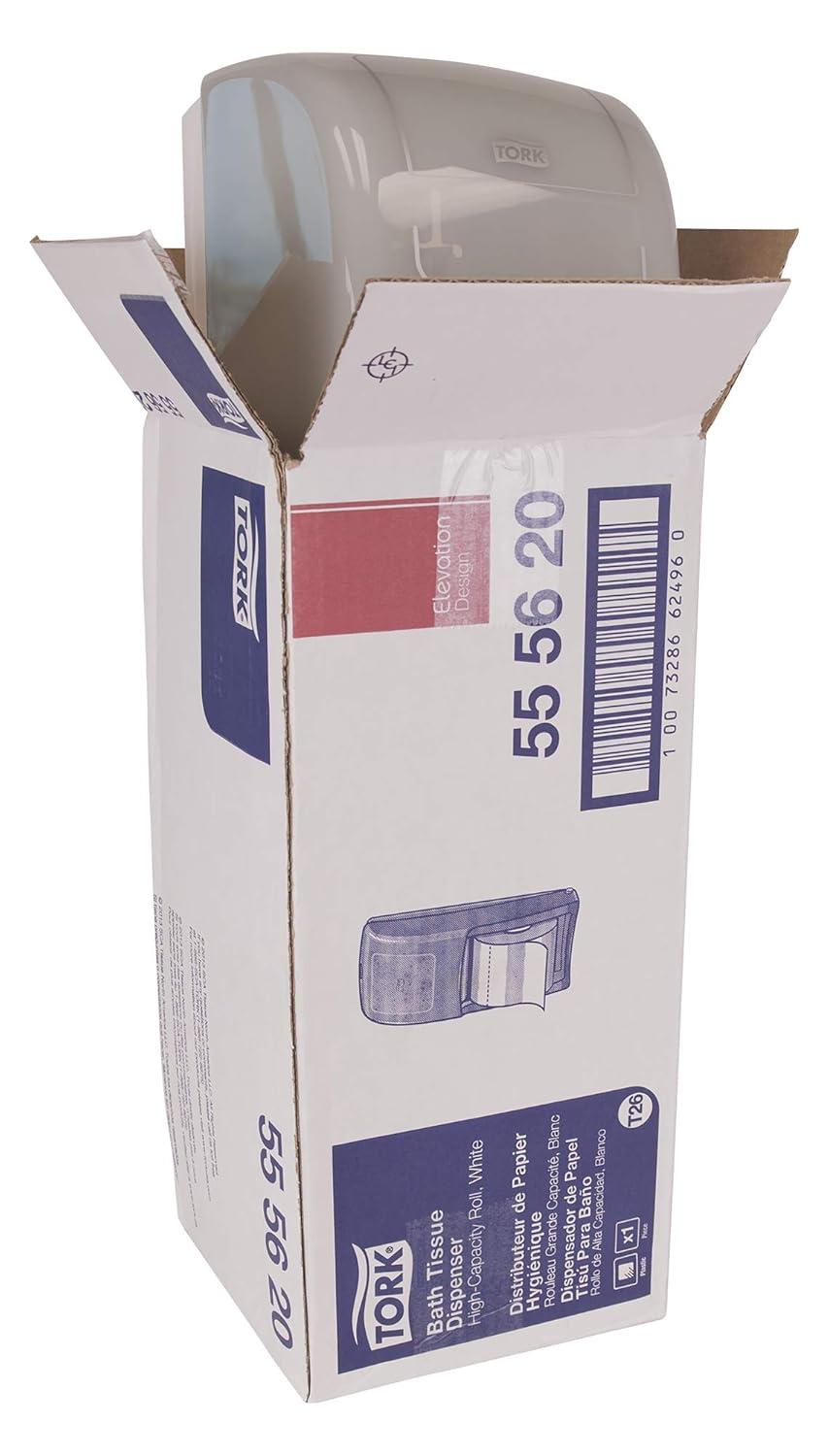 imageTork Twin Toilet Paper Roll Dispenser White T26 High Capacity Elevation Range 65quot x 63quot x 142quot 555620White