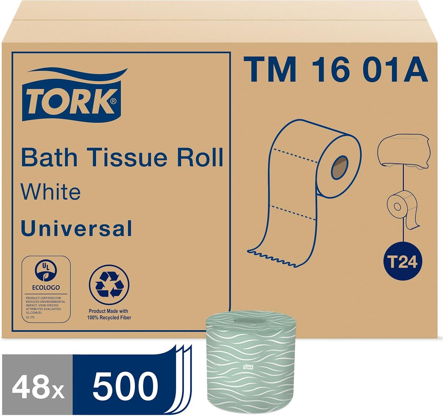 imageTork Universal Bath Tissue Roll 2Ply 48 rolls 500 sheets TM1601A White500 sheet Pack of 48