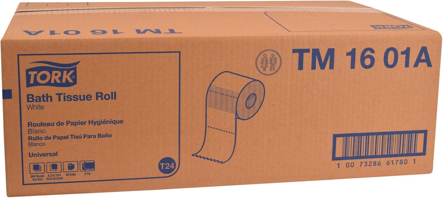 imageTork Universal Bath Tissue Roll 2Ply 48 rolls 500 sheets TM1601A White500 sheet Pack of 48