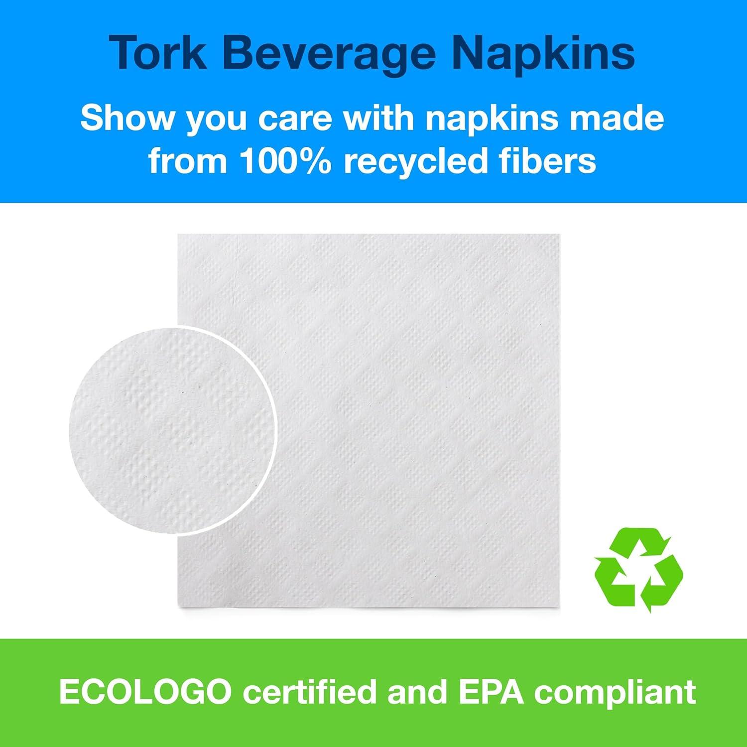 imageTork White Beverage Napkin 14 Fold 1ply 94quot x 94quot 8 x 500 napkins B1141A