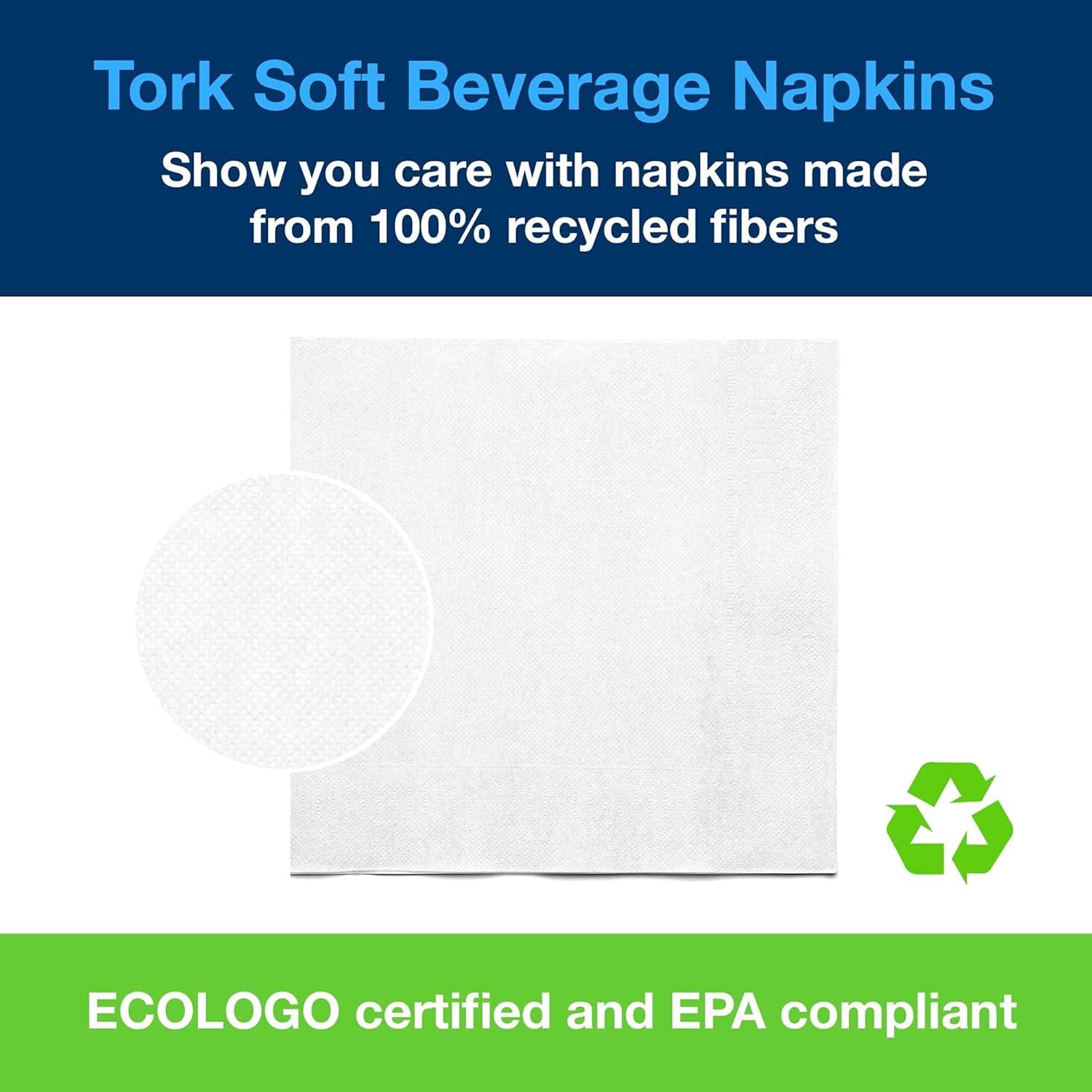 imageTork White Soft Beverage Napkin 14 Fold 2ply 93quot x 93quot 40 x 150 napkins B1242