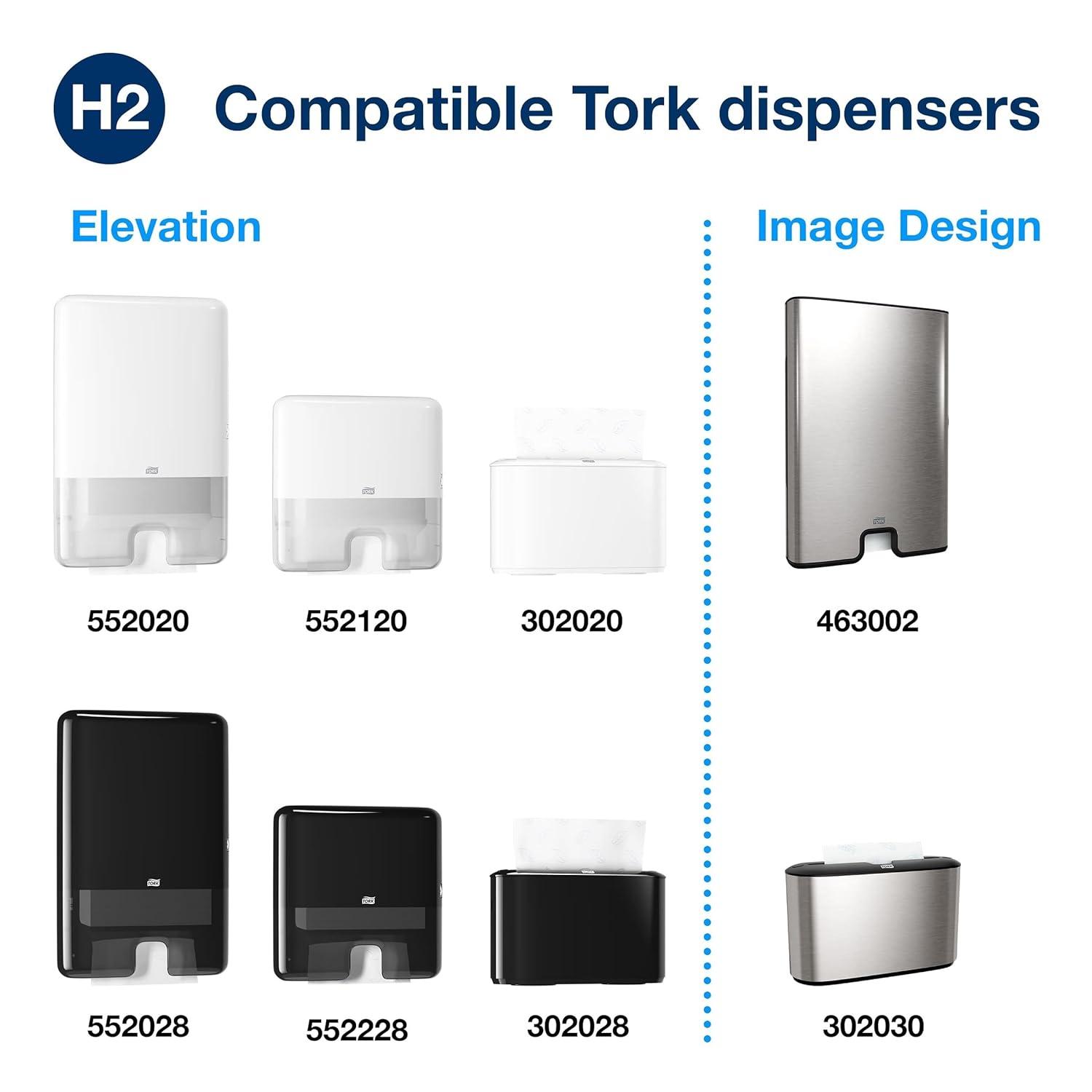 imageTork Xpress Multifold Hand Towel Dispenser Black H2 OneataTime Dispensing Elevation Range  H2  Multifold Hand Towel White Premium Quality 250 Towels per Pack 12 Packs