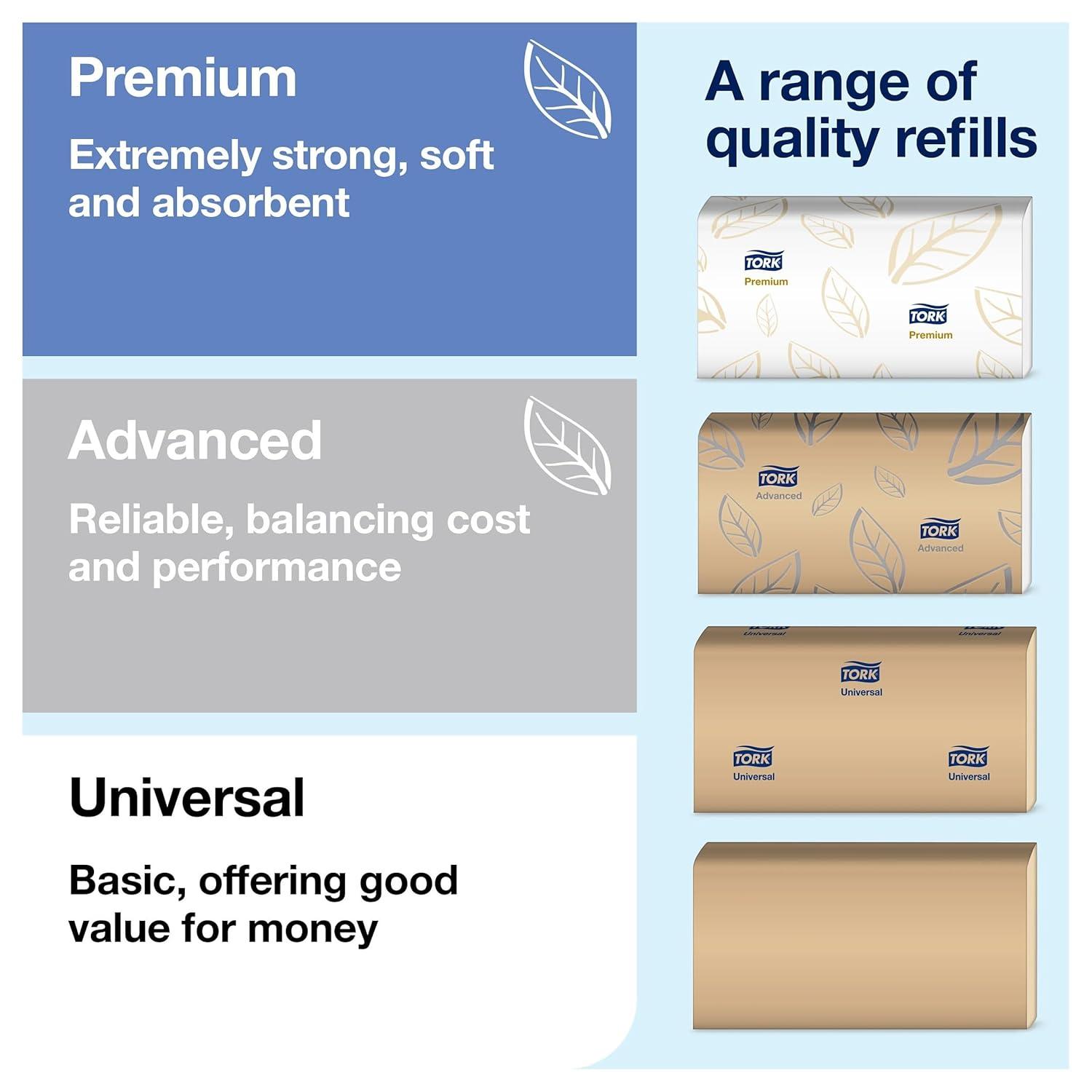 imageTork Xpress Multifold Hand Towel Dispenser Black H2 OneataTime Dispensing Elevation Range  H2  Multifold Hand Towel White Premium Quality 250 Towels per Pack 12 Packs