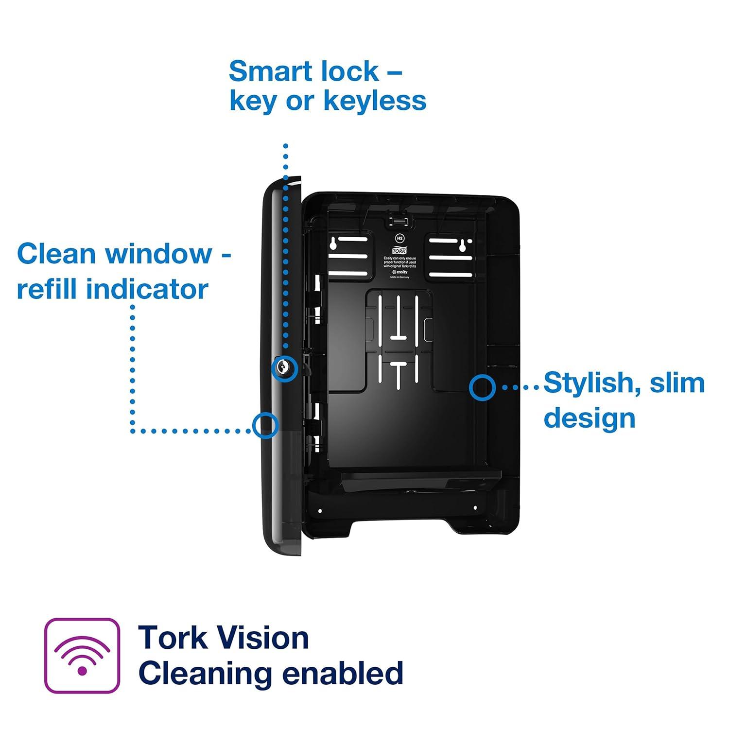 imageTork Xpress Multifold Hand Towel Dispenser Black H2 OneataTime Dispensing Elevation Range  H2  Multifold Hand Towel White Premium Quality 250 Towels per Pack 12 Packs