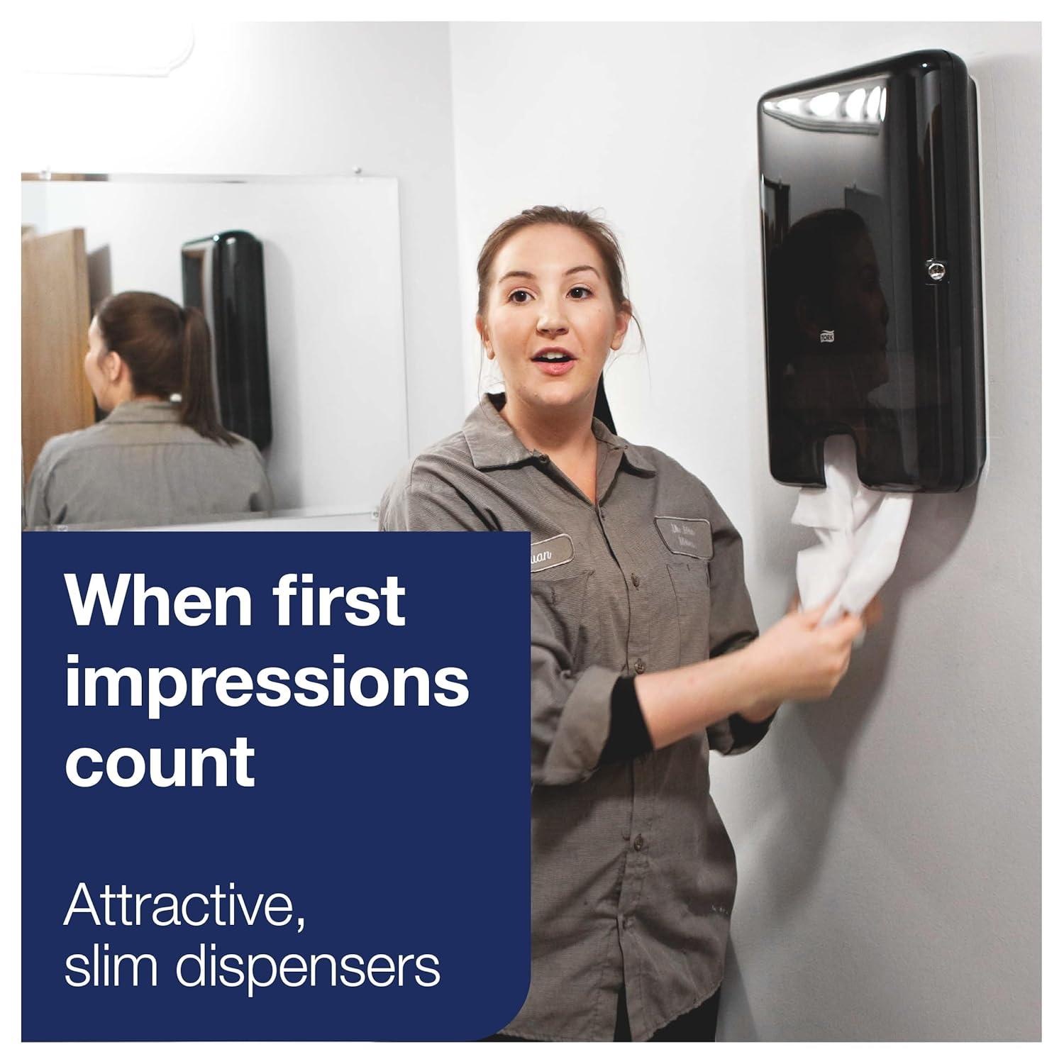 imageTork Xpress Multifold Hand Towel Dispenser Black H2 OneataTime Dispensing Elevation Range 553028Black