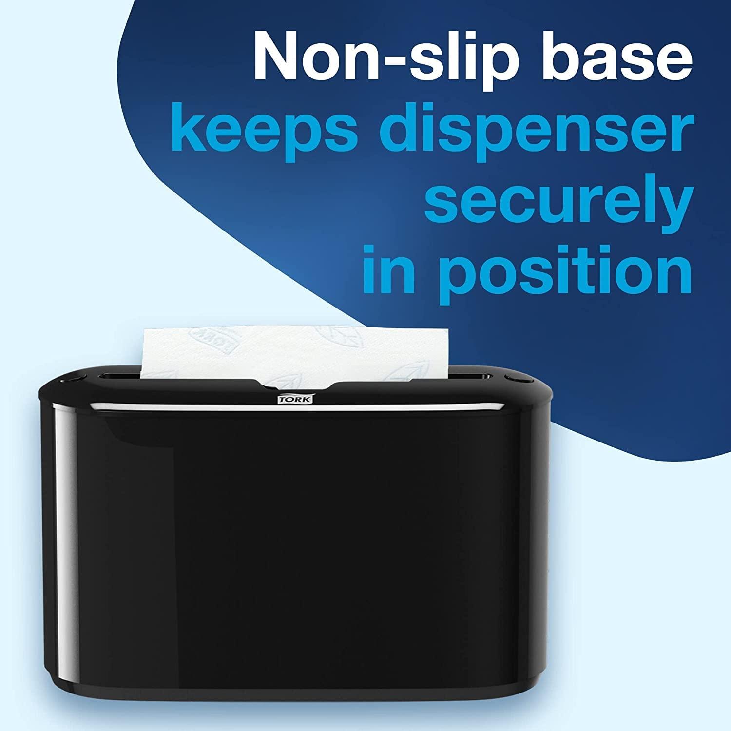 imageTork Xpress Soft Multifold Hand Towel White with Blue Leaf Print Premium Quality 135 Towels per Pack 16 Packs Fits H2 Towel Dispensers and Tork Xpress Paper Towel Dispenser Black Compact for Home Use Fits H2 Towels