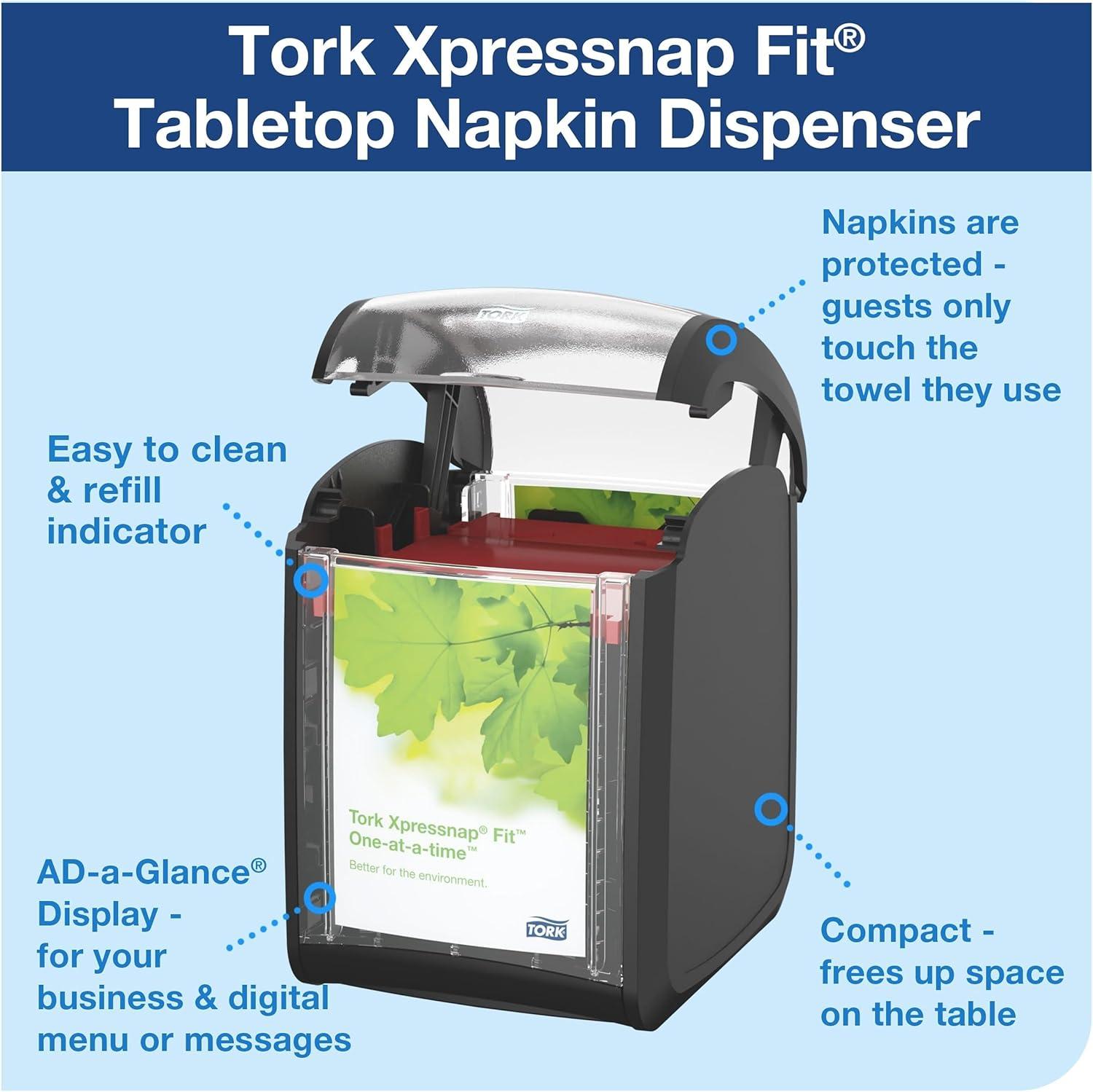 imageTork Xpressnap Fit Counter Top Napkin Dispenser Starter Pack  800743  N14 Dispenser for Restaurants Include 2 x 120 2Ply Natural Napkin Refill PacksDispenser  1 pack