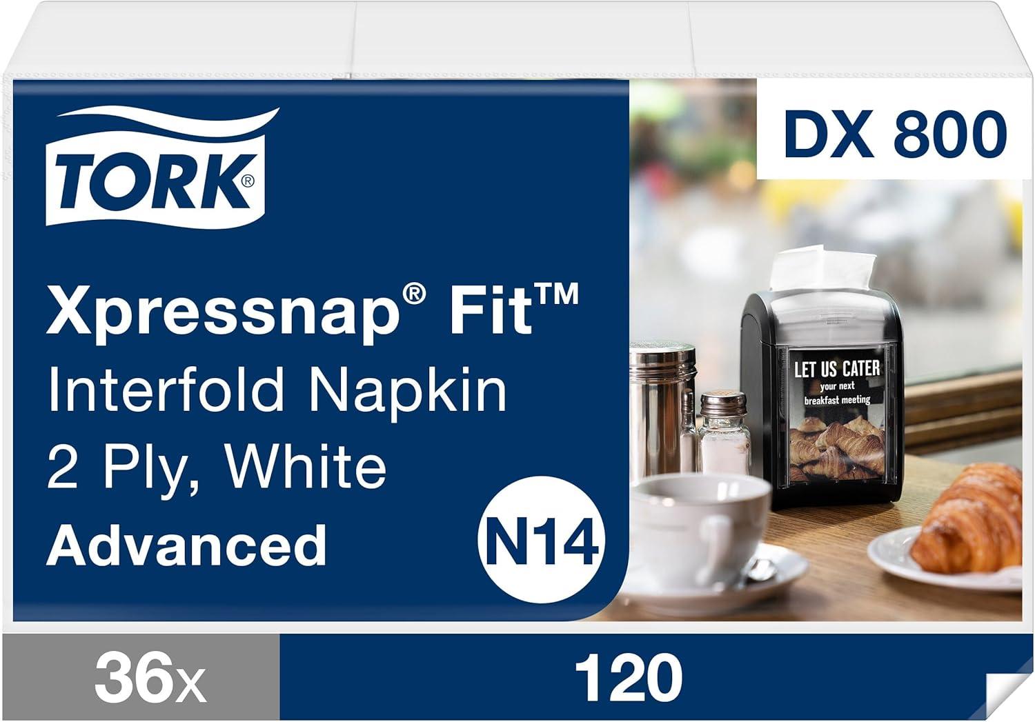 imageTork Xpressnap Fit Counter Top Napkin Dispenser Starter Pack  800743  N14 Dispenser for Restaurants Include 2 x 120 2Ply Natural Napkin Refill PacksRefill  36 packs