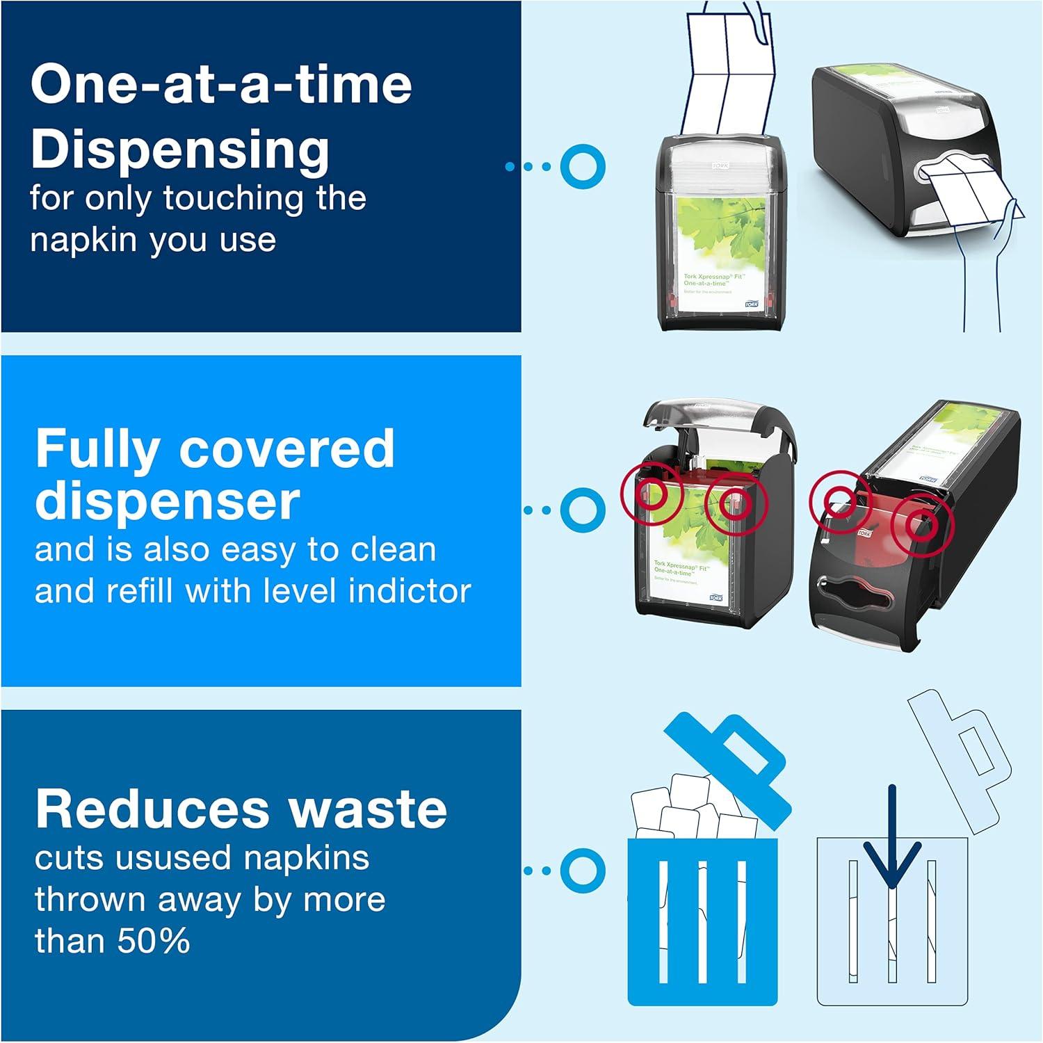 imageTork Xpressnap Fit Counter Top Napkin Dispenser Starter Pack  800743  N14 Dispenser for Restaurants Include 2 x 120 2Ply Natural Napkin Refill PacksStarter Pack  Refill  Dispenser