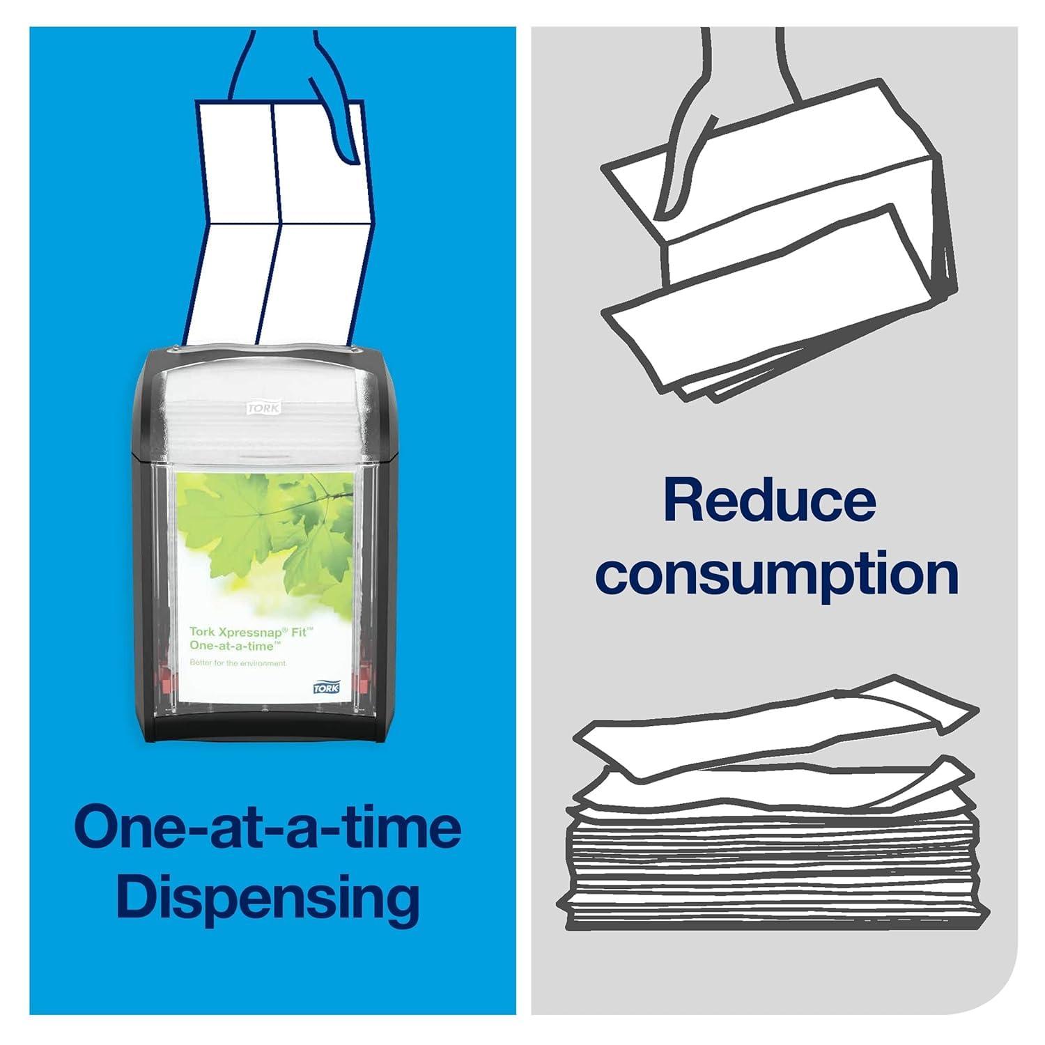 imageTork Xpressnap Fit Napkin Dispenser Compact Design OneataTime Dispensing Black N14 System Compatible 2 x 100 White Napkins 800723