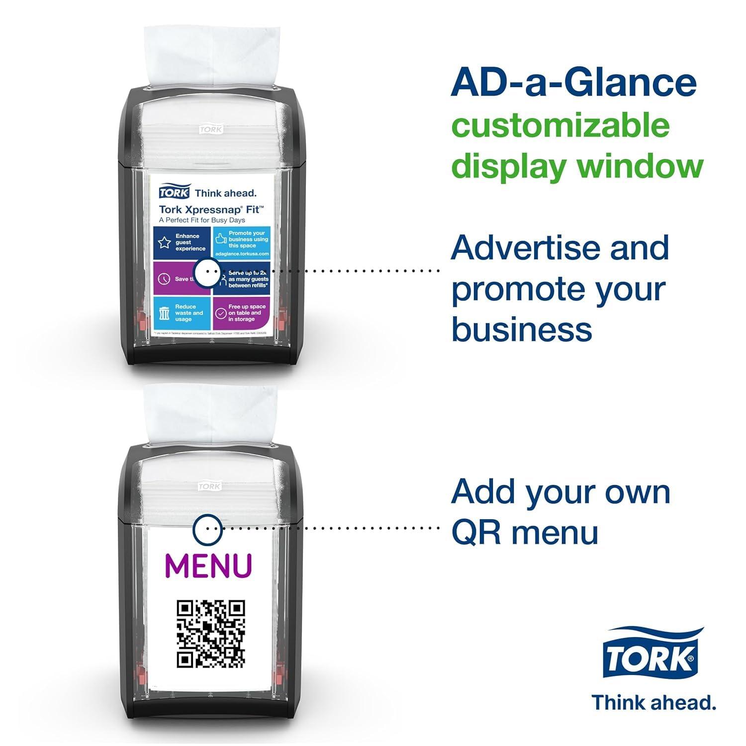 imageTork Xpressnap Fit Napkin Dispenser Compact Design OneataTime Dispensing Black N14 System Compatible 2 x 100 White Napkins 800723