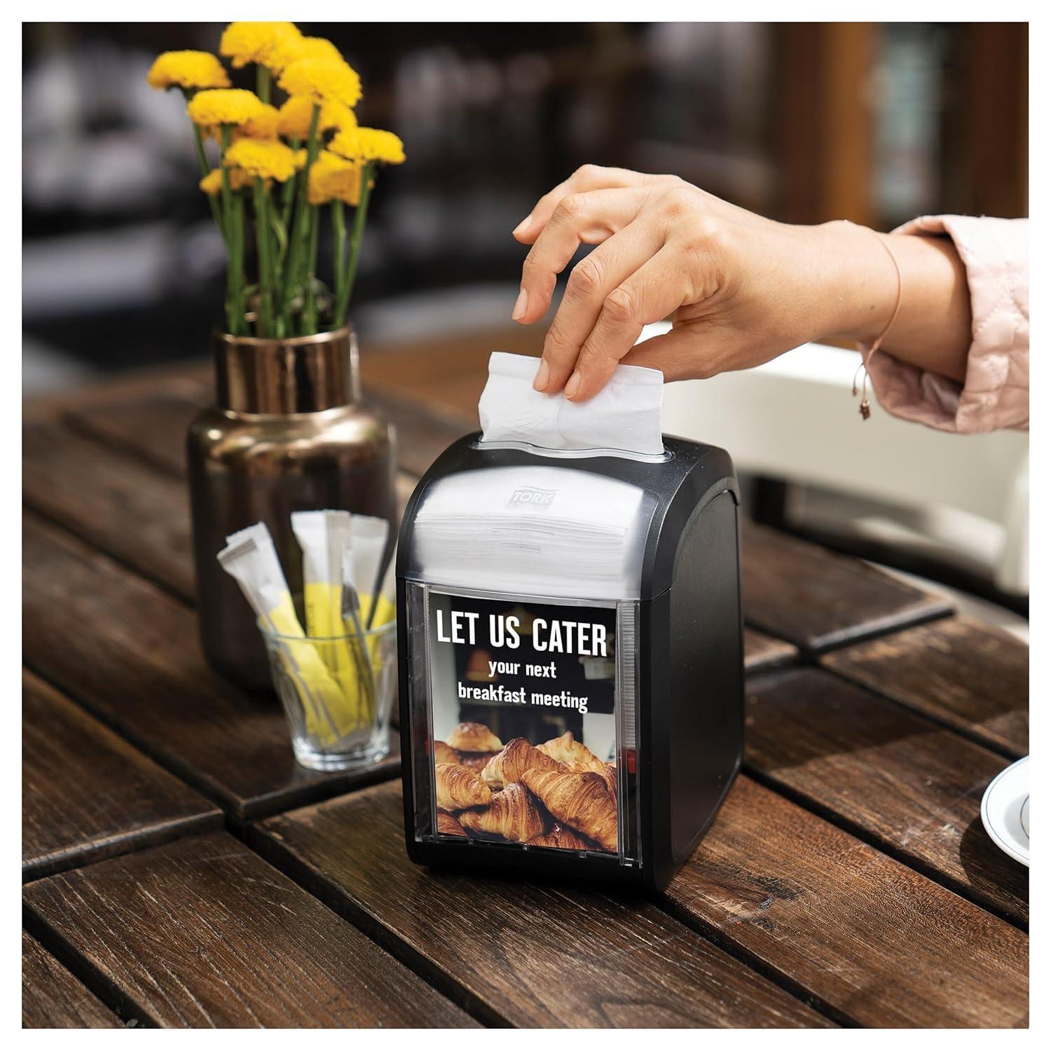 imageTork Xpressnap Fit Napkin Dispenser Compact Design OneataTime Dispensing Black N14 System Compatible 2 x 100 White Napkins 800723