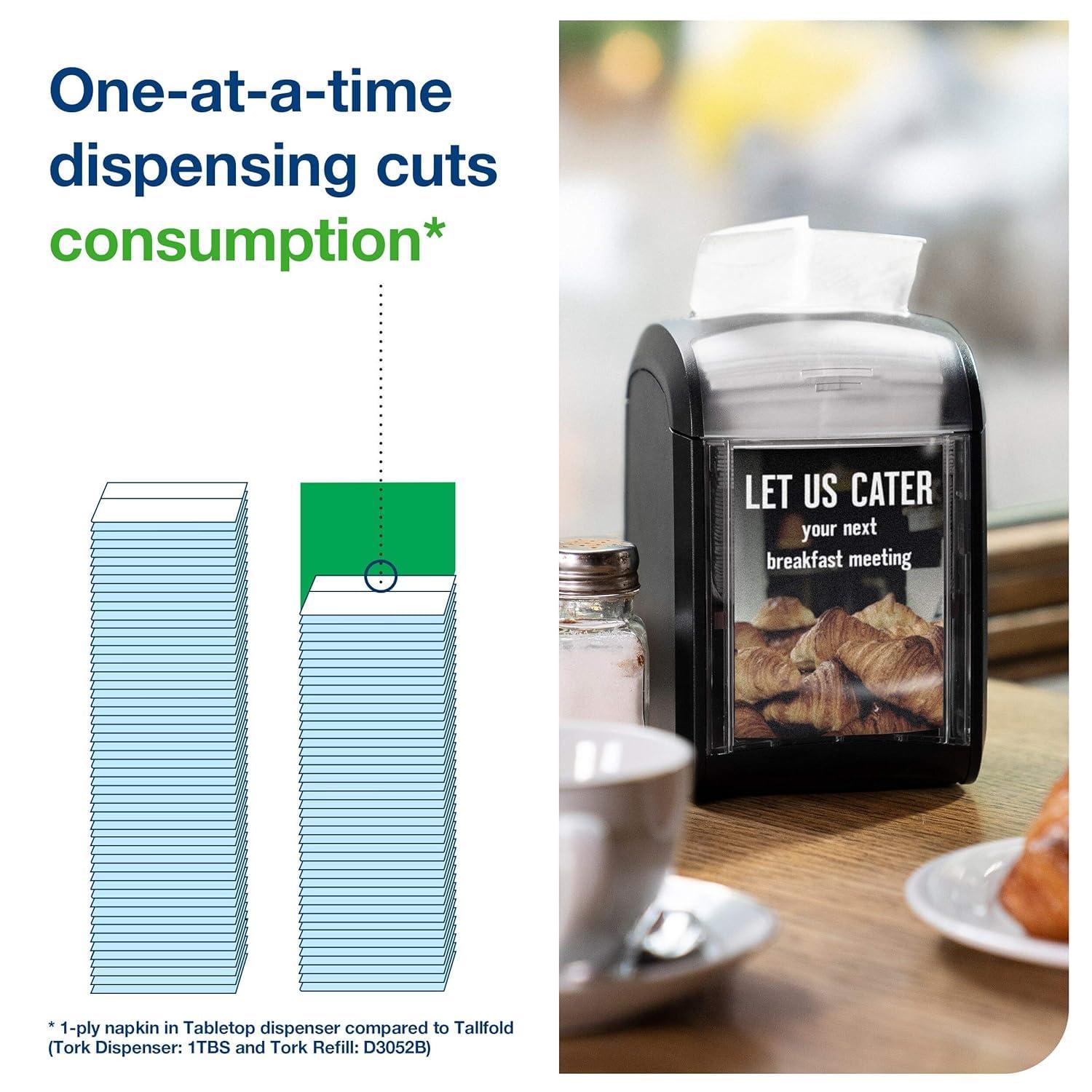 imageTork Xpressnap Fit Napkin Dispenser Compact Design OneataTime Dispensing Black N14 System Compatible 2 x 100 White Napkins 800723