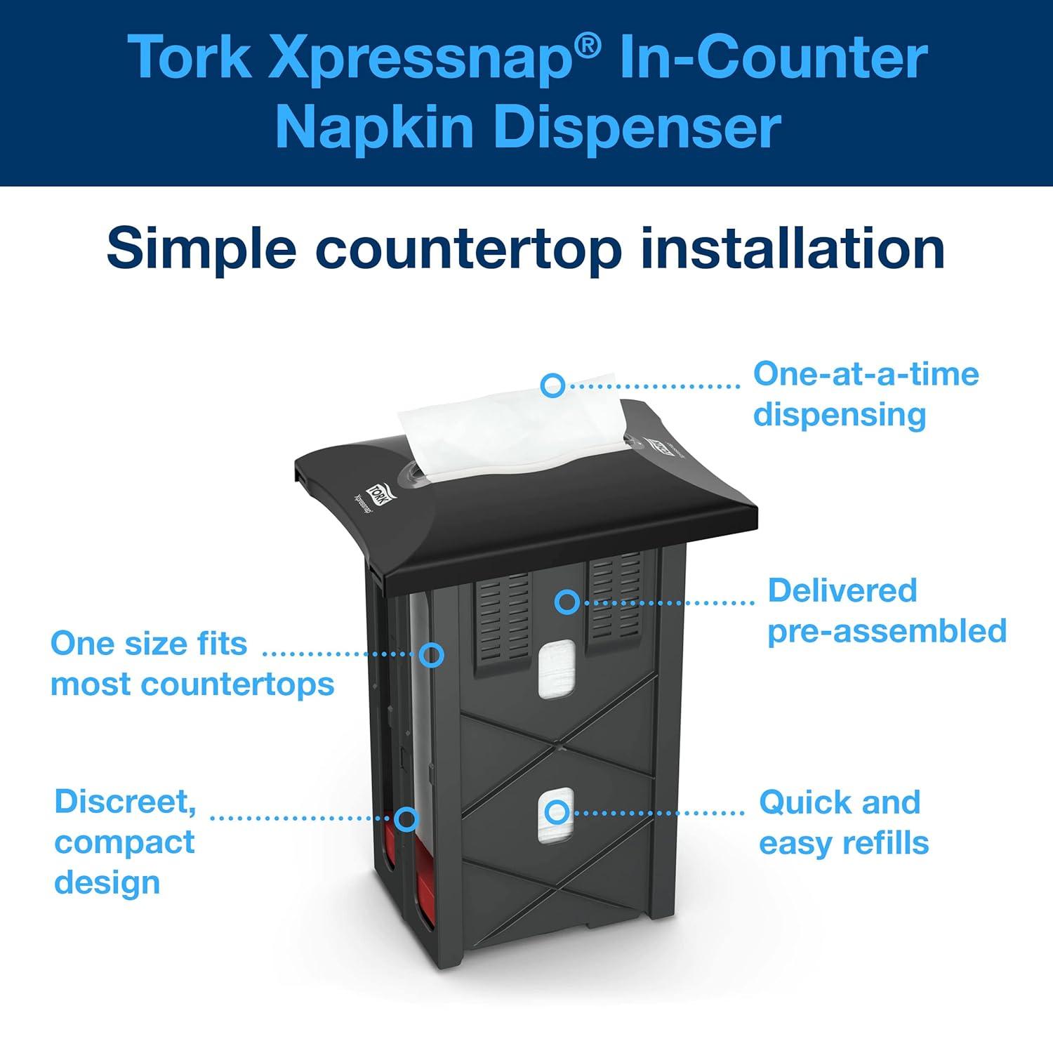 imageTork Xpressnap InCounter Napkin Dispenser Black N4 Signature Range 135quot x 99quot x 7quot 6032120