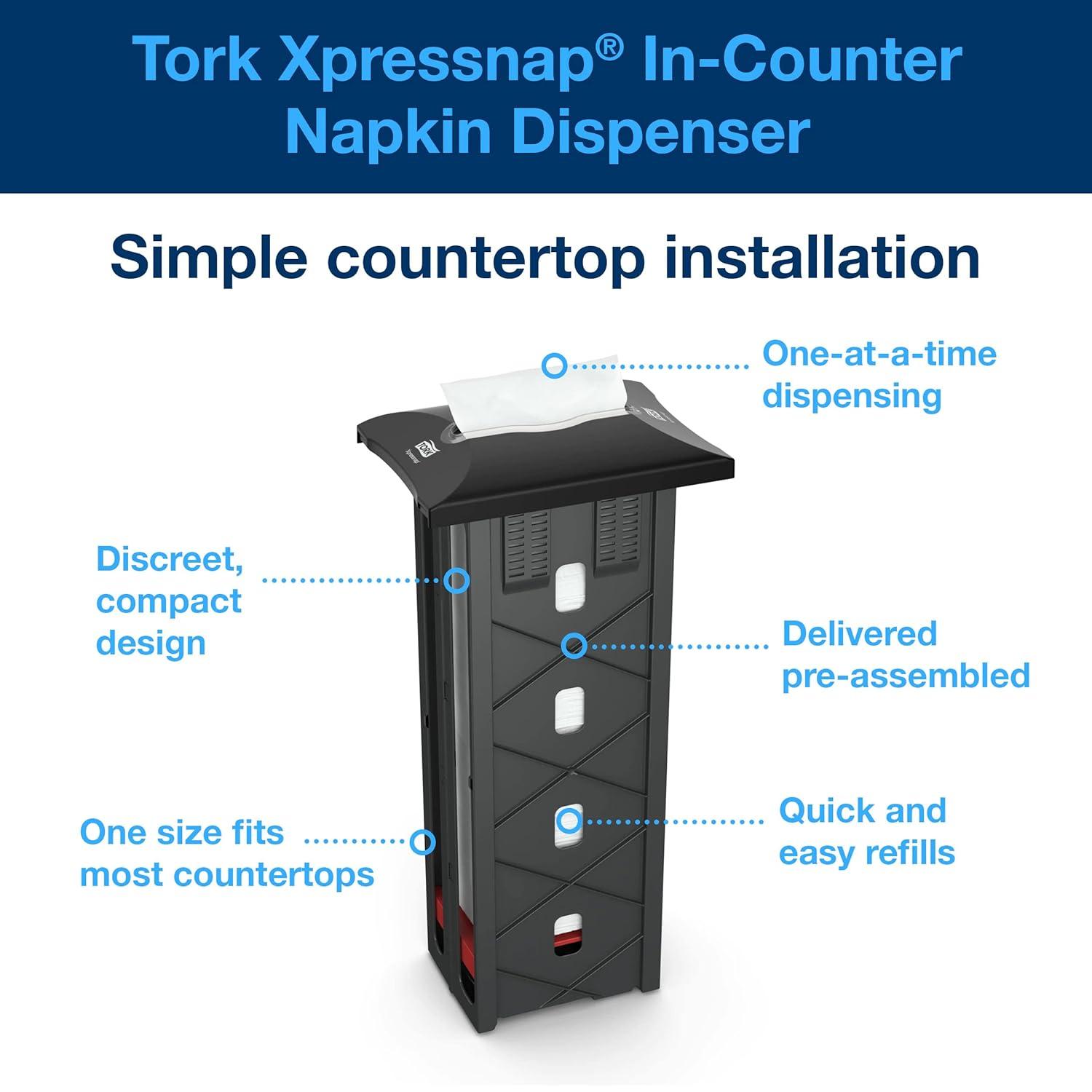 imageTork Xpressnap InCounter Napkin Dispenser Black N4 Signature Range 215quot x 99quot x 7quot 6032200
