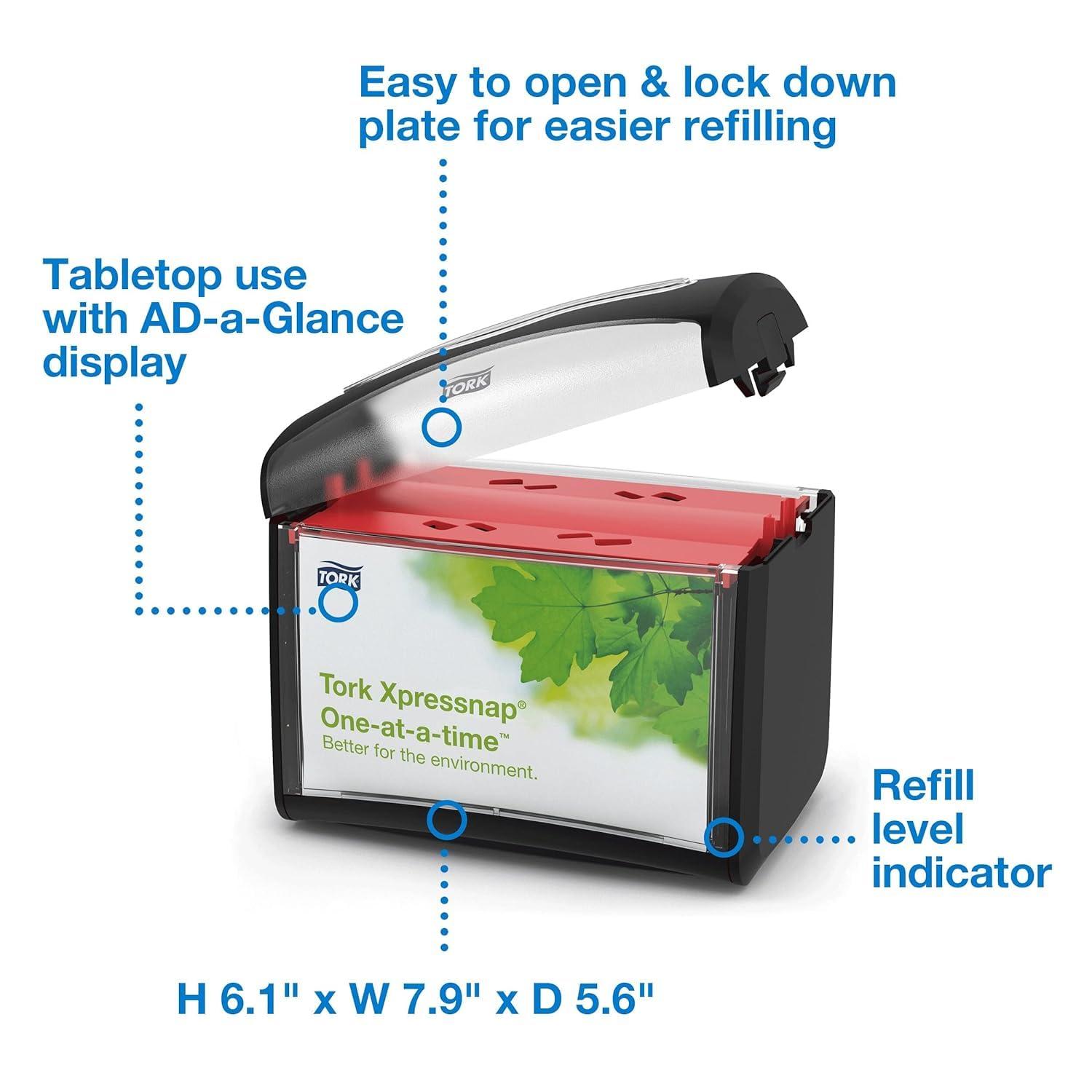 imageTork Xpressnap Natural Dispenser Napkin N4 12 x 500 Sheets  Xpressnap Tabletop Napkin Dispenser Black Pack of 4