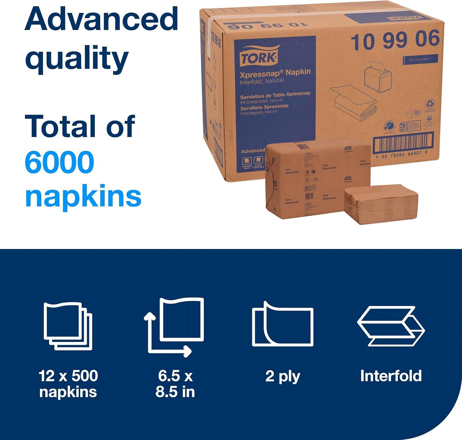 imageTork Xpressnap Natural Dispenser Napkin N4 2ply 12 Fold OneataTime Dispensing 12 x 500 85quot x 65quot 109906Natural  109906