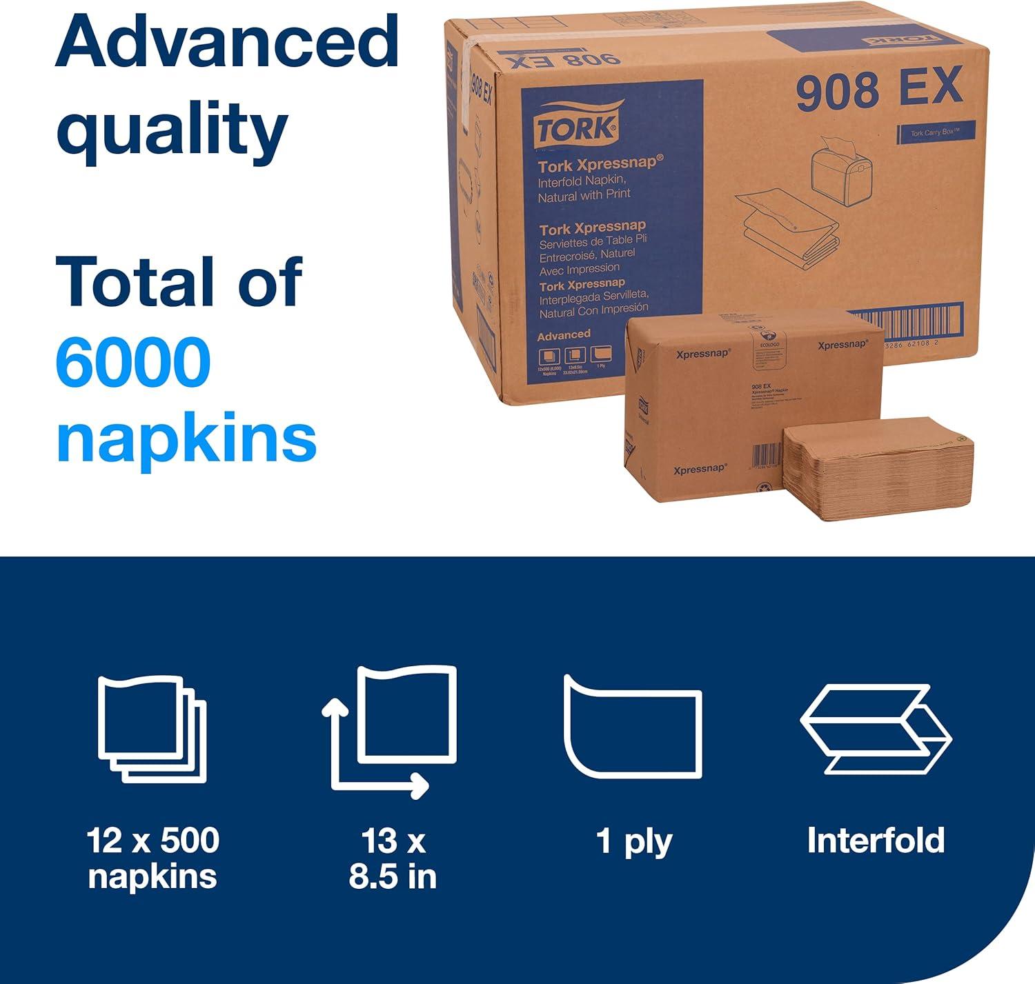 imageTork Xpressnap Natural Dispenser Napkin N4 2ply 12 Fold OneataTime Dispensing 12 x 500 85quot x 65quot 109906Natural  908EX