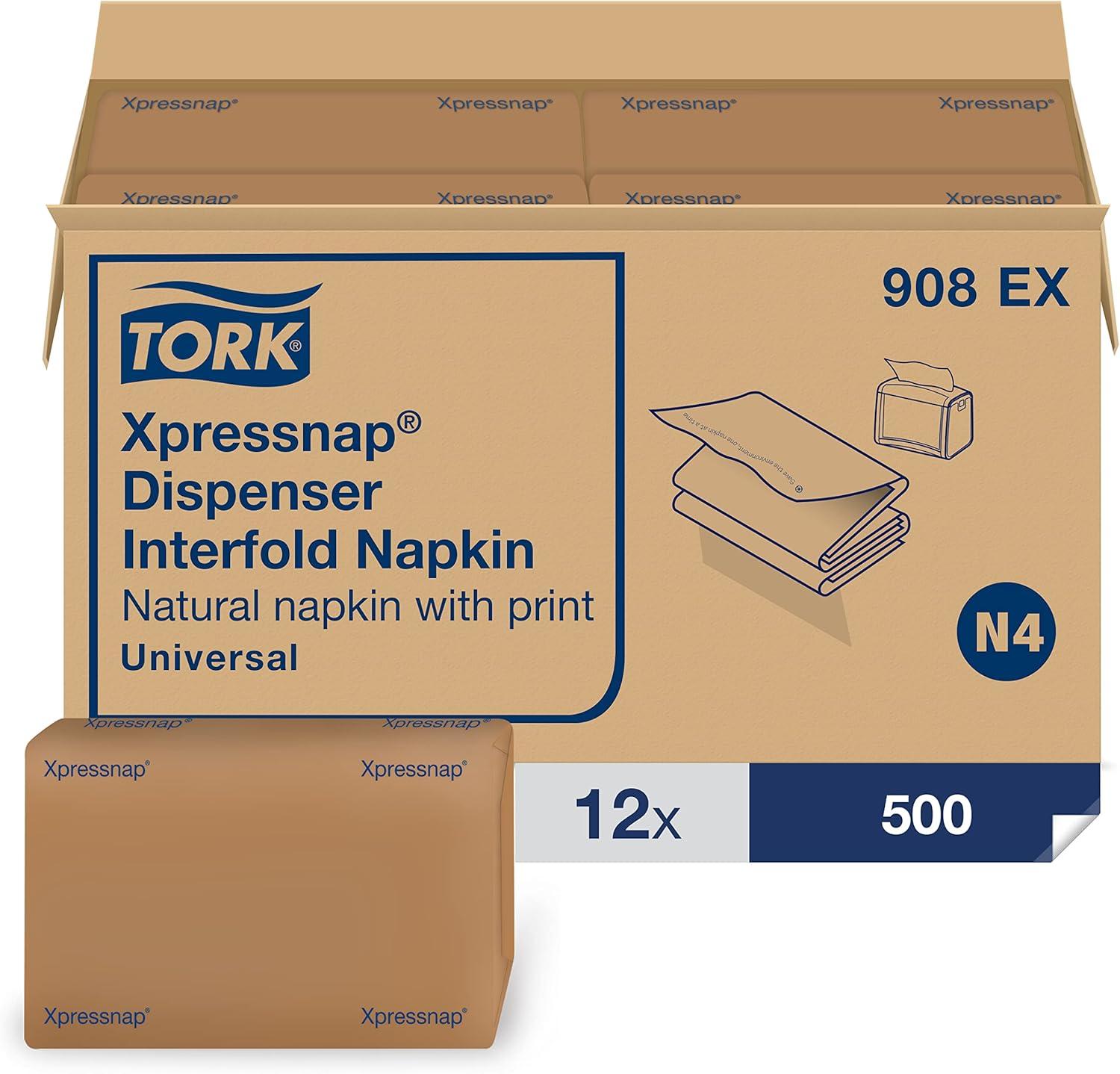 imageTork Xpressnap Natural Dispenser Napkin N4 2ply 12 Fold OneataTime Dispensing 12 x 500 85quot x 65quot 109906Natural  908EX