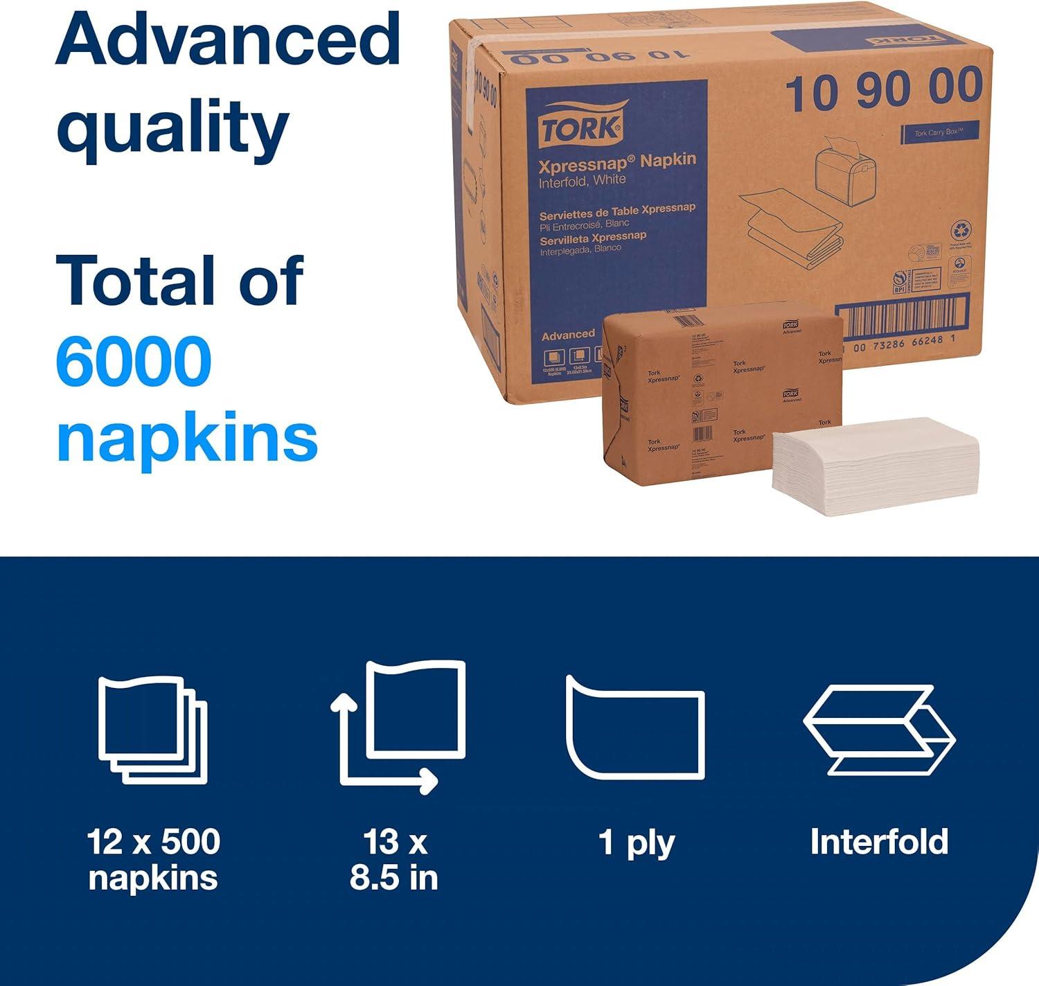 imageTork Xpressnap Natural Dispenser Napkin N4 2ply 12 Fold OneataTime Dispensing 12 x 500 85quot x 65quot 109906White  109000