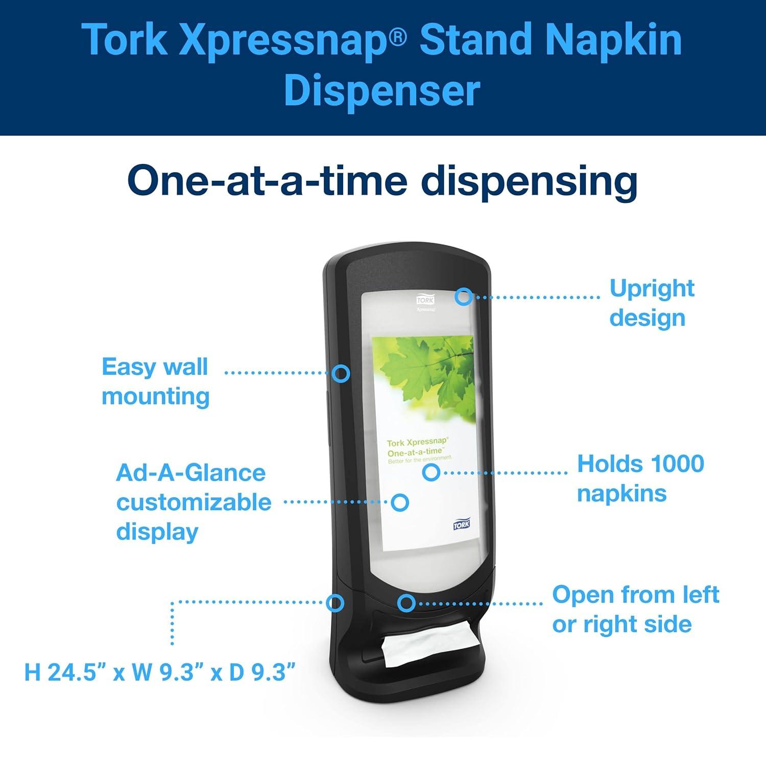 imageTork Xpressnap Stand Napkin Dispenser Black N4 Upright Design Signature Range 245quot x 925quot x 925quot 6332000