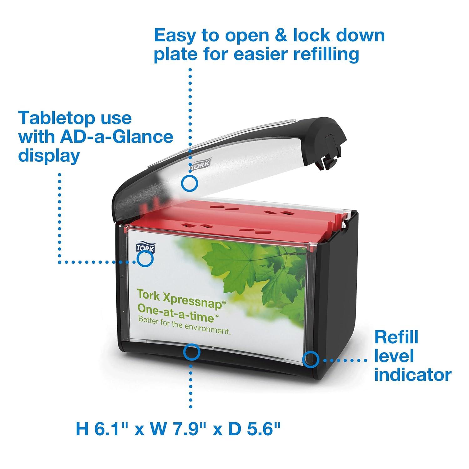 imageTork Xpressnap Tabletop Napkin Dispenser Black Oneatatime Dispensing Hygienic Durable Design 1 Pack x 1 Dispenser 6232100