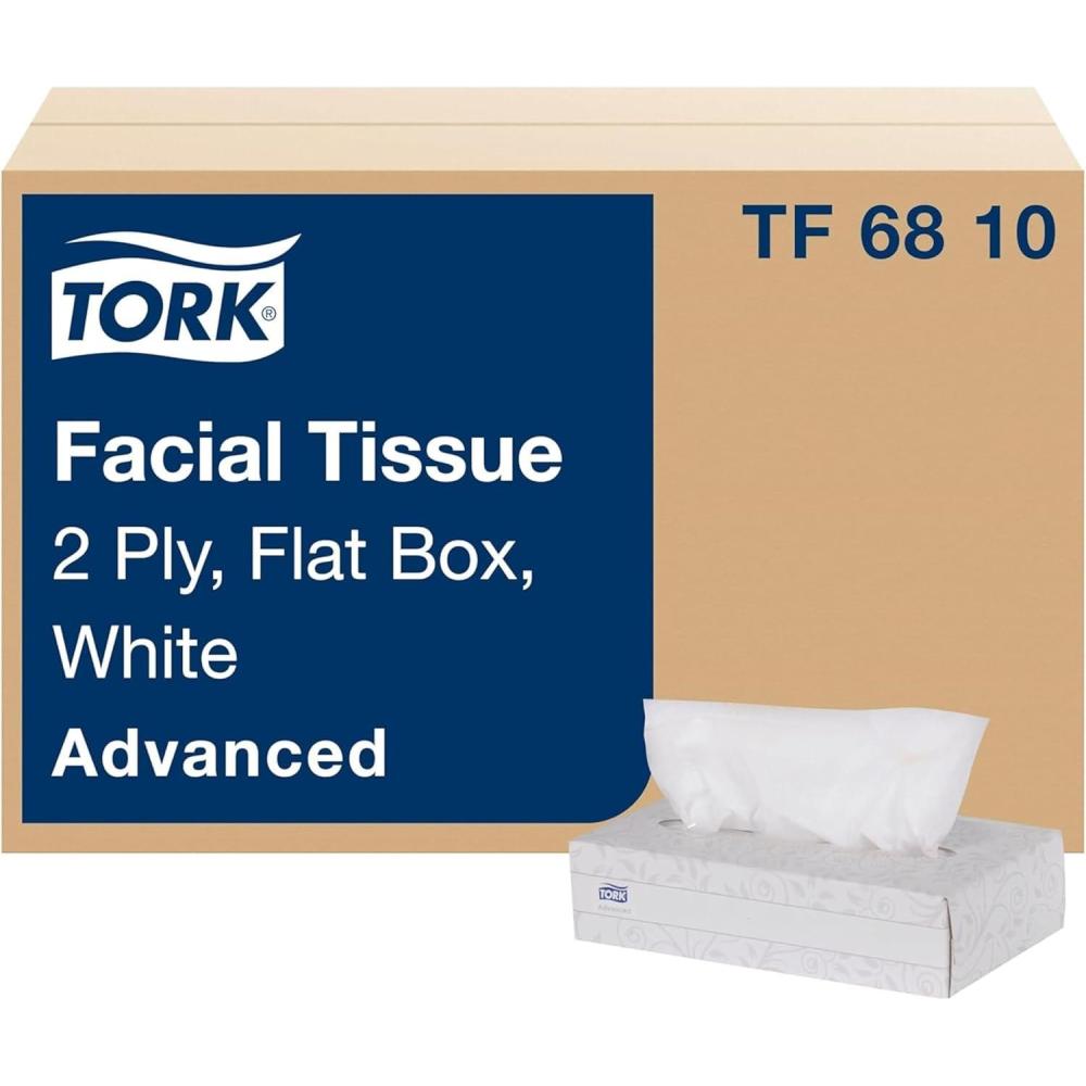 imageTork Advanced Facial Tissue White Soft Gentle 2Ply F1 Dispenser Compatible 30 Boxes x 100 Tissues TF6810Flat Box