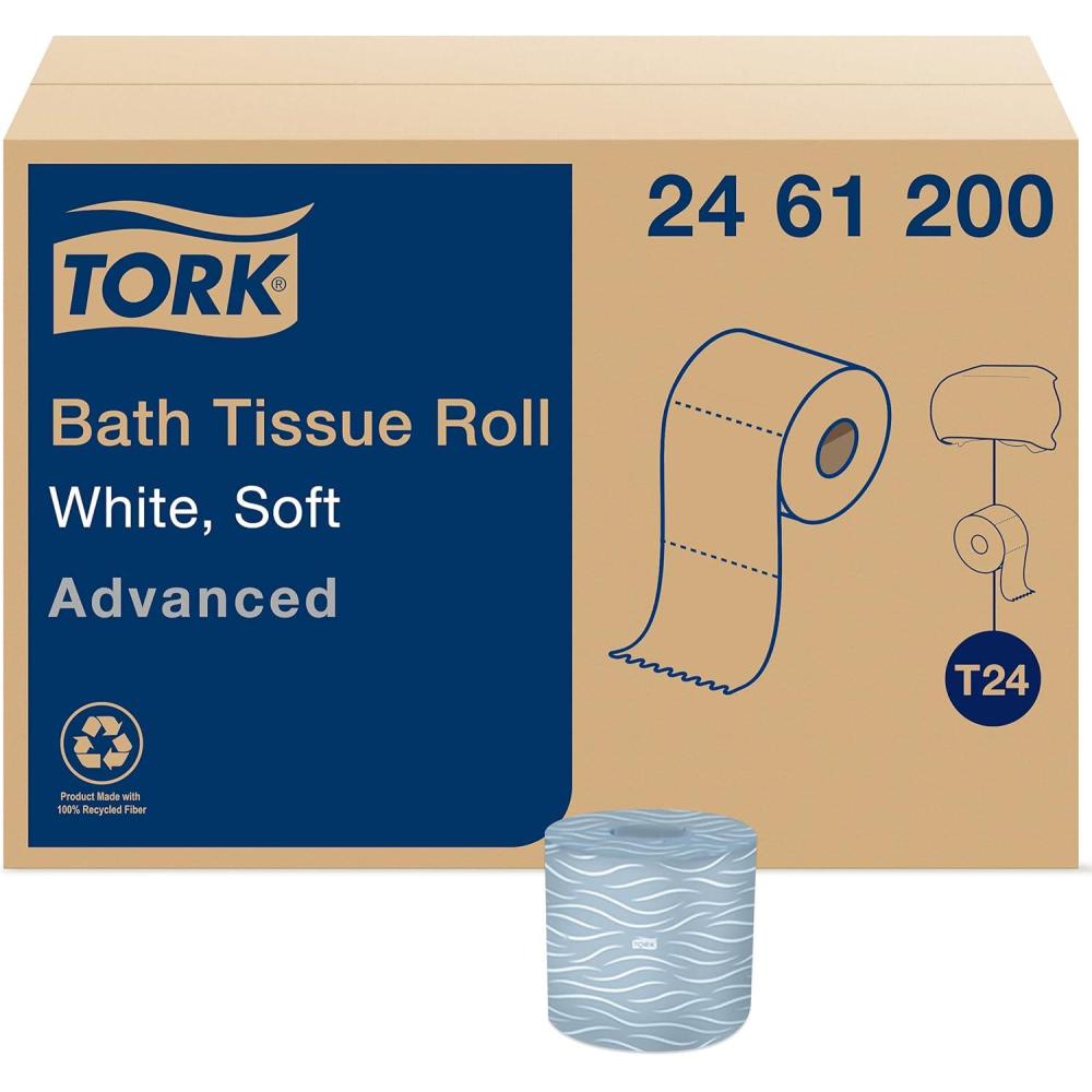 imageTork Advanced Toilet Paper Roll White Compatible with T24 Dispensers 2ply Soft Tissue 80 rolls x 500 sheets 2461200Toilet Paper  Refill