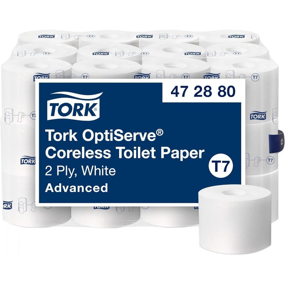 imageTork Coreless HighCapacity Toilet Paper Roll White T7 Advanced 2Ply 36 x 1000 sheets 47288036 x 1000 Sheets