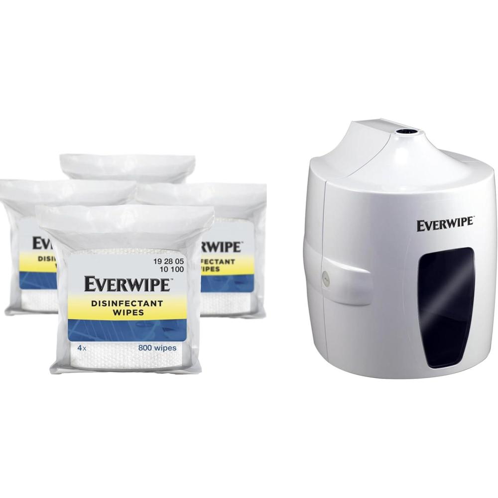 imageTork Everwipe Disinfectant Wipe Jumbo Rolls White Cleans and Deodorizes 4 x 800 wipes 192805 10100  Tork Everwipe Centerfeed Wet Wipe Dispenser White Wall Mounted 192810 10DISP