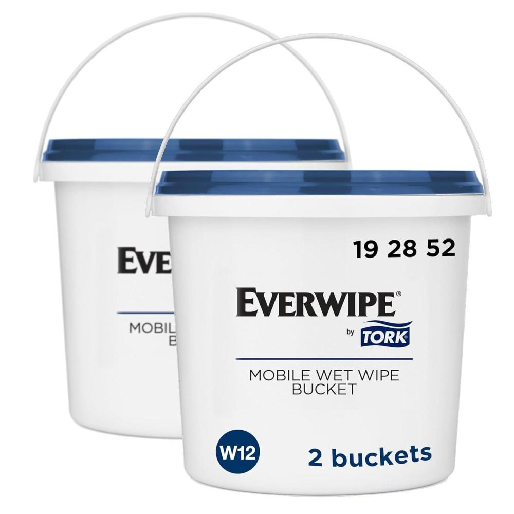 imageTork Everwipe Mobile Wet Wipe Buckets White Resealable Bucket Compatible with Everwipe Wipes Roll 2 buckets 192811 10BKT2Wet Wipes Bucket