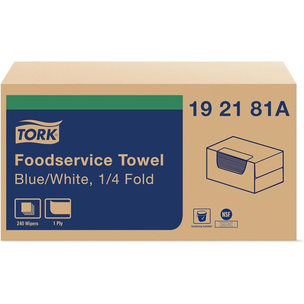 imageTork Foodservice Cleaning Towel BlueWhite Self Dispensing 14 Folded 1 x 240 Cloths 192181ABlueWhite