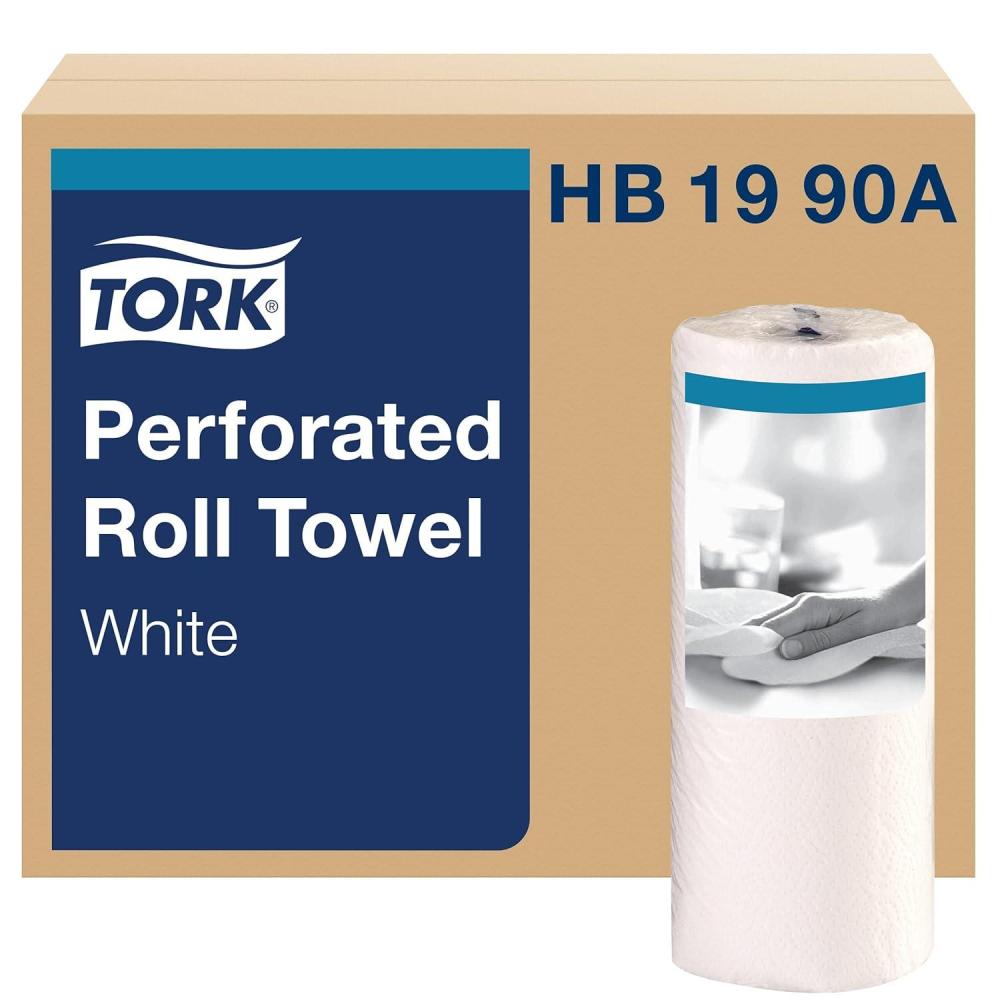 imageTork HB1990A Perforated Paper Roll Towel 2Ply 11quot Width x 9quot Length White Case of 30 Rolls 84 per Roll 2520 Towels
