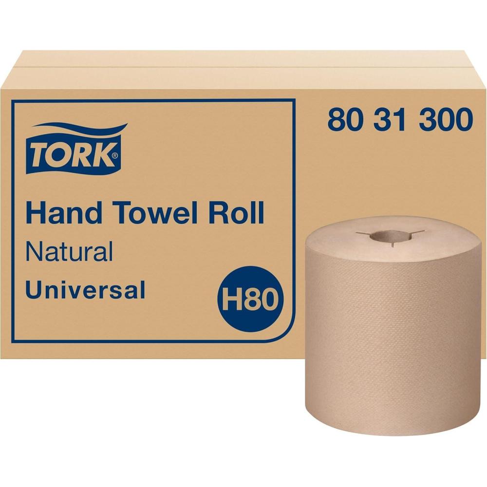imageTork Hand Towel Roll Natural H80 Universal 100 Recycled Fiber 6 Rolls x 800 ft 8031300Natural