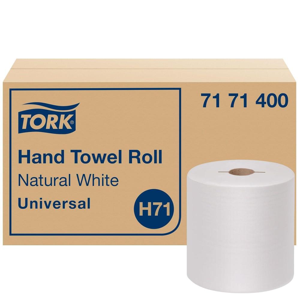 imageTork Hand Towel Roll Natural White Universal H71 Large 100 Recycled 1Ply White 6 Rolls x 800 ft 7171400