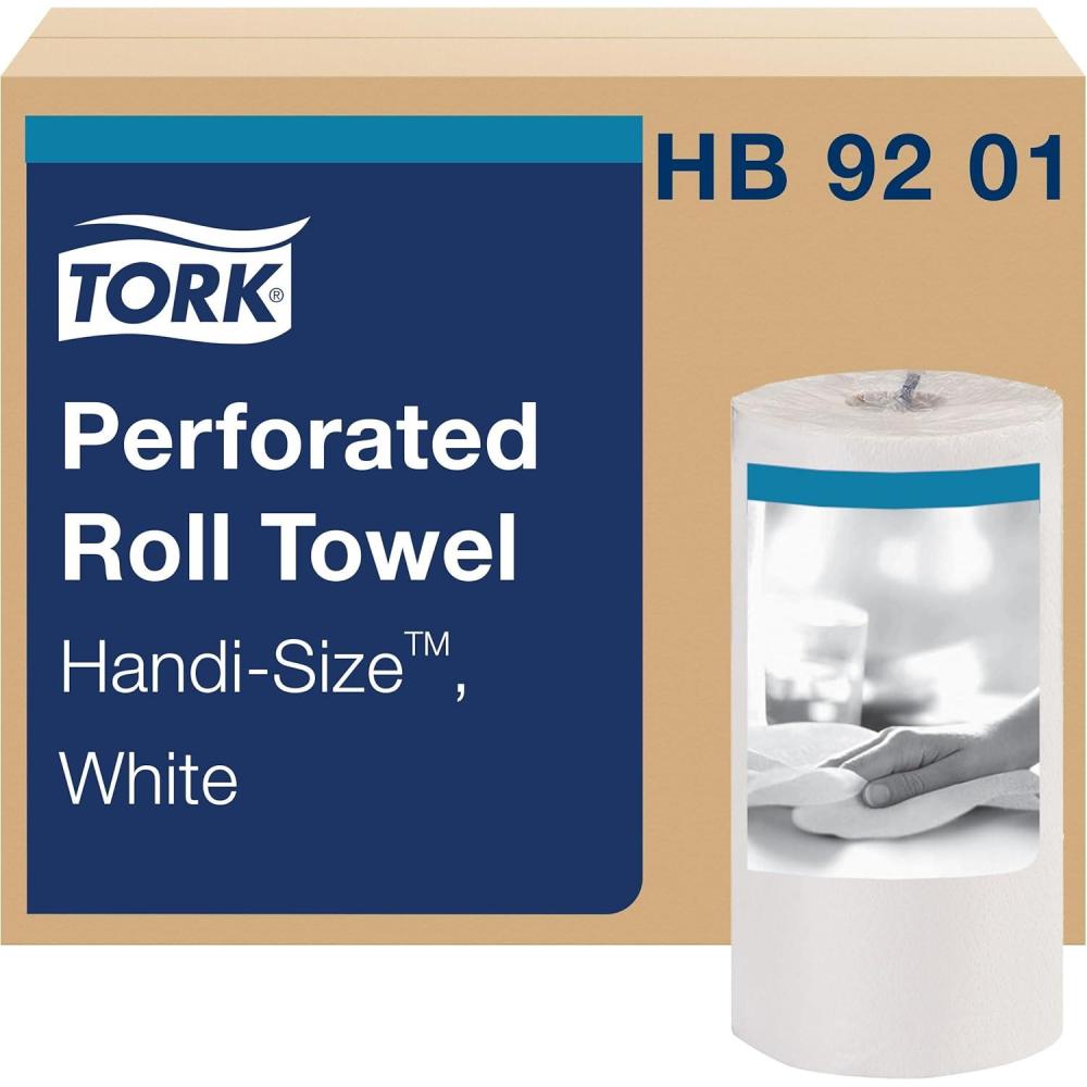 imageTork HandiSize Perforated Roll Towel White Certified Compostable 30 x 120 Towels HB9201Small
