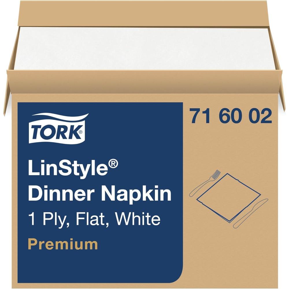 imageTork LinStyle Dinner Napkin White Flat Pack 1 x 1000 Napkins 716002Pack of 1  1000 Sheets