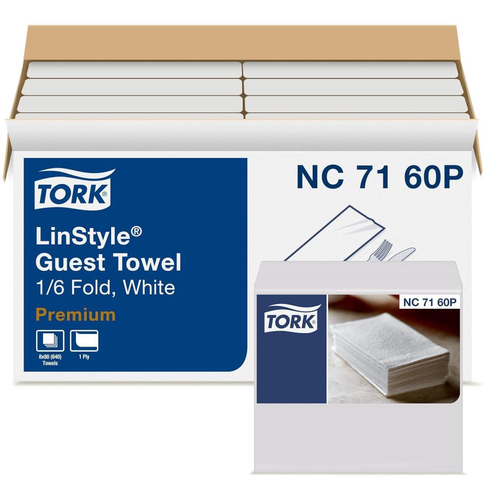imageTork LinStyle White Guest Towel Absorbent 16 Fold 1ply 17quot x 12quot 8 x 80 towels NC7160P