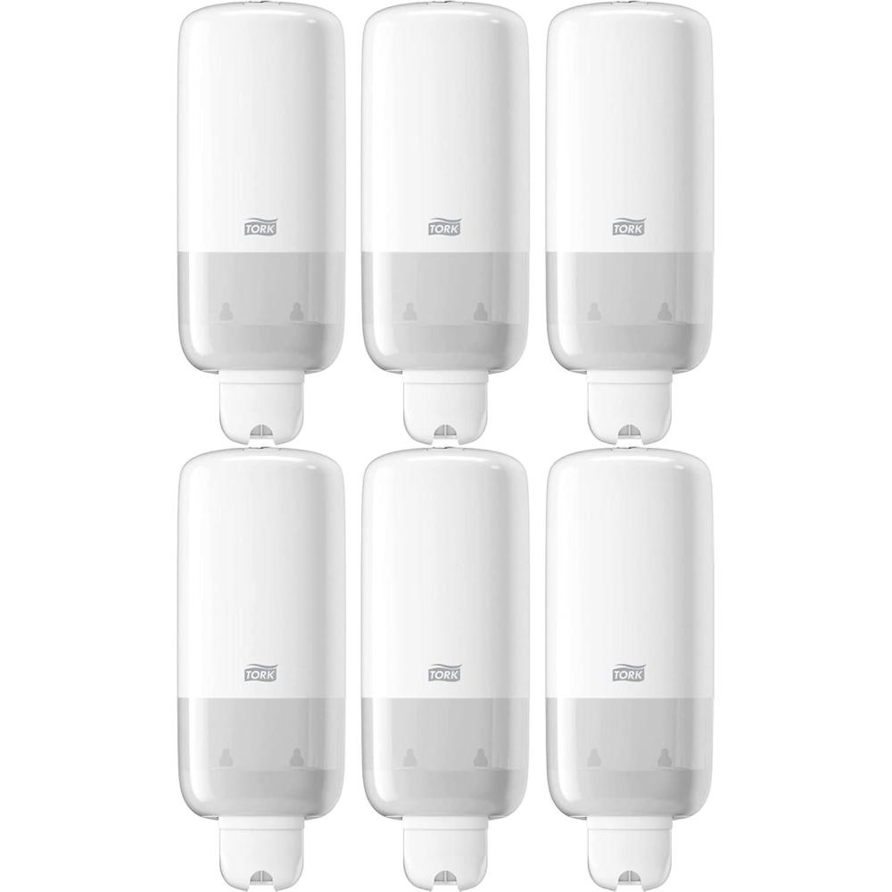 imageTork Liquid Skincare Dispensers for Liquid Soap and Hand Sanitizer Black S1 Economical Elevation Range 570028A Pack of 6White Pack of 6
