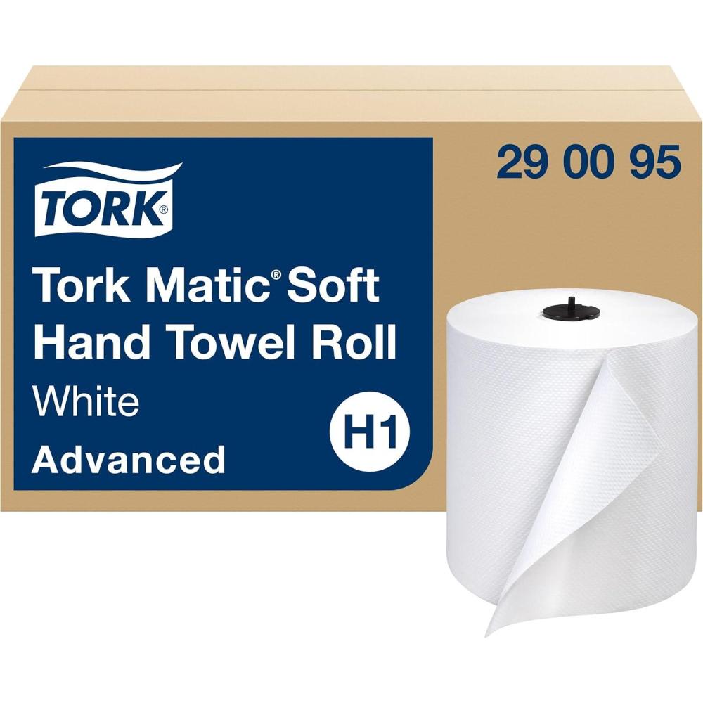 imageTork Matic Soft Hand Towel Roll White H1 Advanced High Absorbency 6 Rolls x 900 ft 290095White