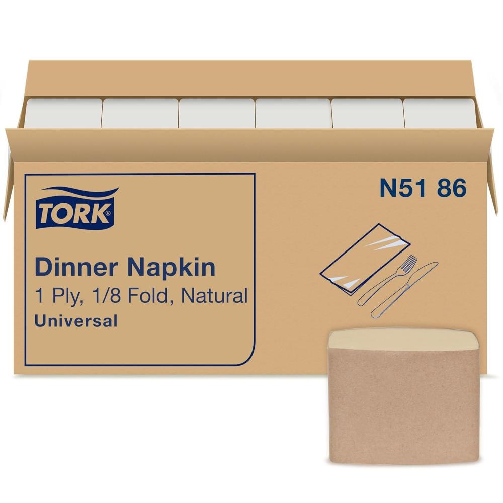 imageTork Natural Dinner Napkin 18 Fold 1ply 17quot x 15quot 12 x 250 napkins N5186Beige