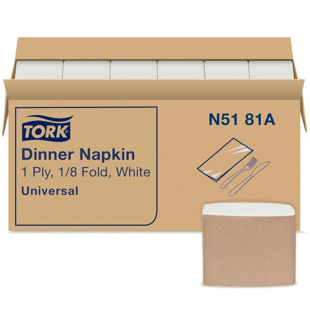 imageTork Natural Dinner Napkin 18 Fold 1ply 17quot x 15quot 12 x 250 napkins N5186white