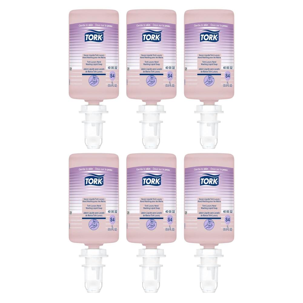 imageTork OdorControl Hand Soap Liquid S4 Gentle PerfumeFree Compatible with S4 Dispensers 6 x 1L Bottles 400020Unscented