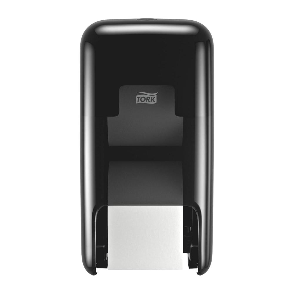 imageTork OptiServe 2Roll Coreless Toilet Paper Dispenser White T7T5 Vertical Dispenser Elevation Design 473520Black
