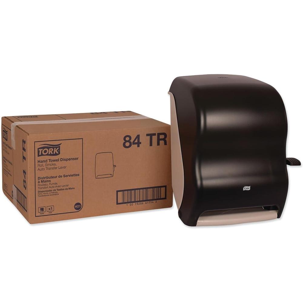 imageTork Paper Towel Dispenser Smoke H21 Lever Auto Transfer PushDown Handle HighCapacity Translucent 84TRDispenser  H21