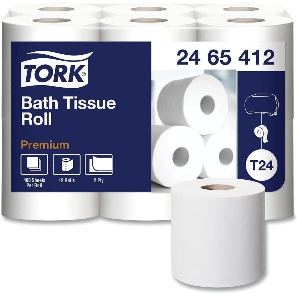imageTork Premium PolyPack Bath Tissue Septic Safe 2Ply White 41inch x 4inch 400 SheetsRoll 12 RollsPack 4 PacksCarton 2465412