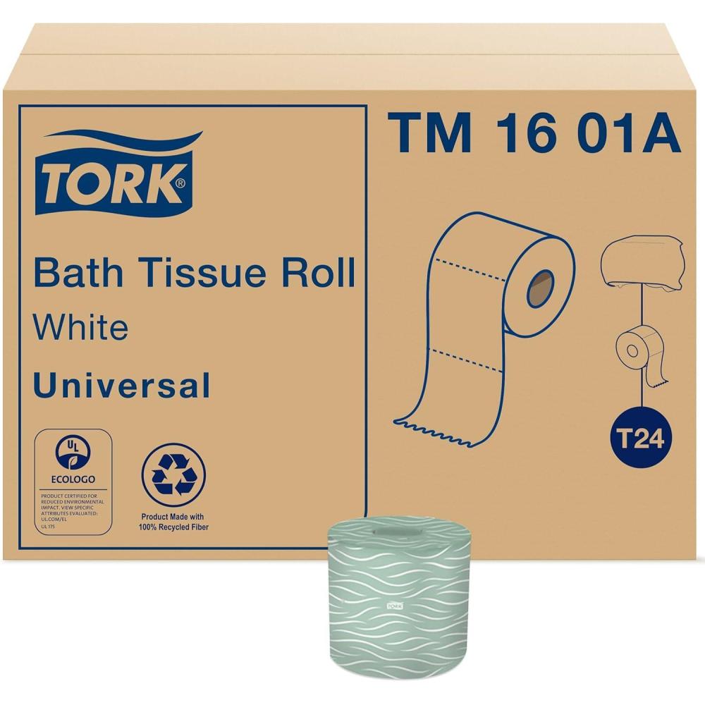 imageTork Universal Bath Tissue Roll 2Ply 48 rolls 500 sheets TM1601A White500 sheet Pack of 48